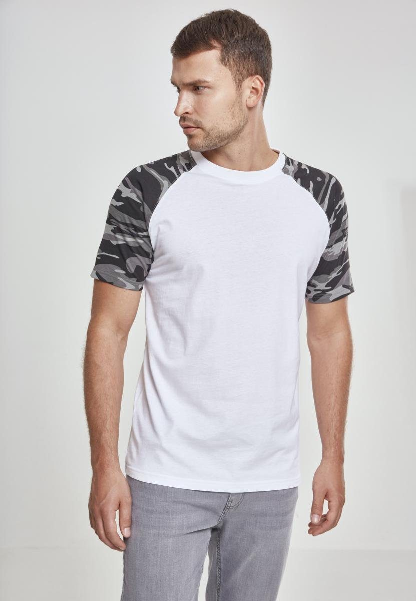URBAN CLASSICS T-Shirt Herren Tee white/darkcamo (1-tlg) Raglan Contrast