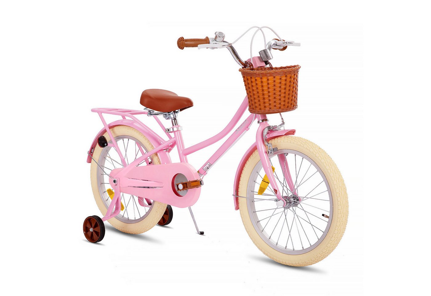 JOYSTAR Kinderfahrrad 12 14 16 18 Zoll fahrrad für 2-9 Jahre alte Mädchen & Jungen, mit Kotflügel, Stützrädern, Korb, Gepäckträger, Kettenabdeckung