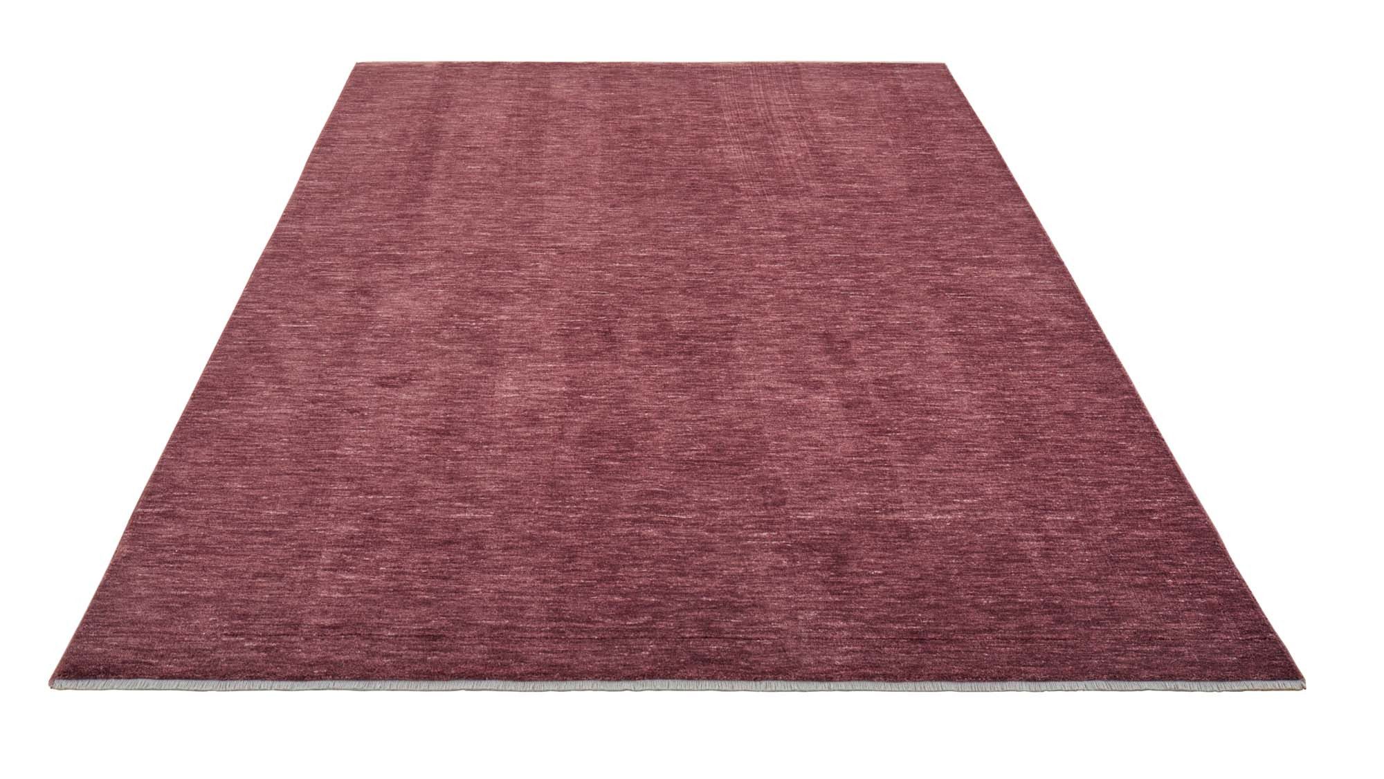TaraCarpet Teppich Tara Carpet Luna einfarbig, Vintage, strapazierfähig und edel, rechteckig, Höhe: 8 mm, Wohnzimmer, Schlafzimmer, Esszimmer, Flur rot 080x150