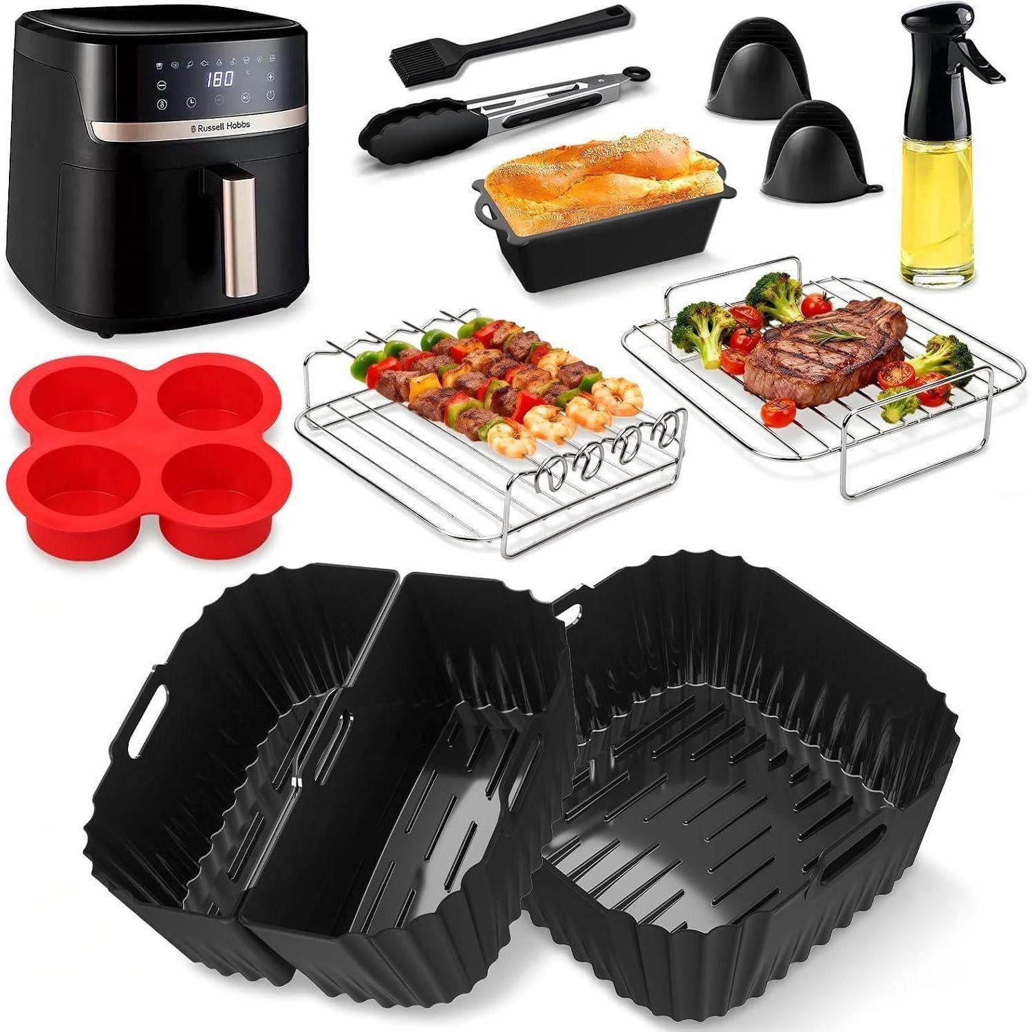 LuxusKollektion Frittiereinsatz Heißluftfritteuse Zubehör Set 8L-8.3L Schwarz