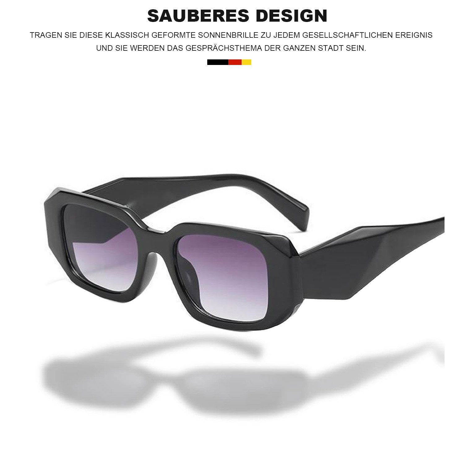 Sonnenbrille Sonnenbrillen Rechteckige MAGICSHE Herren für 2 Mode UV beständige Damen Sonnenbrille Retro Black und