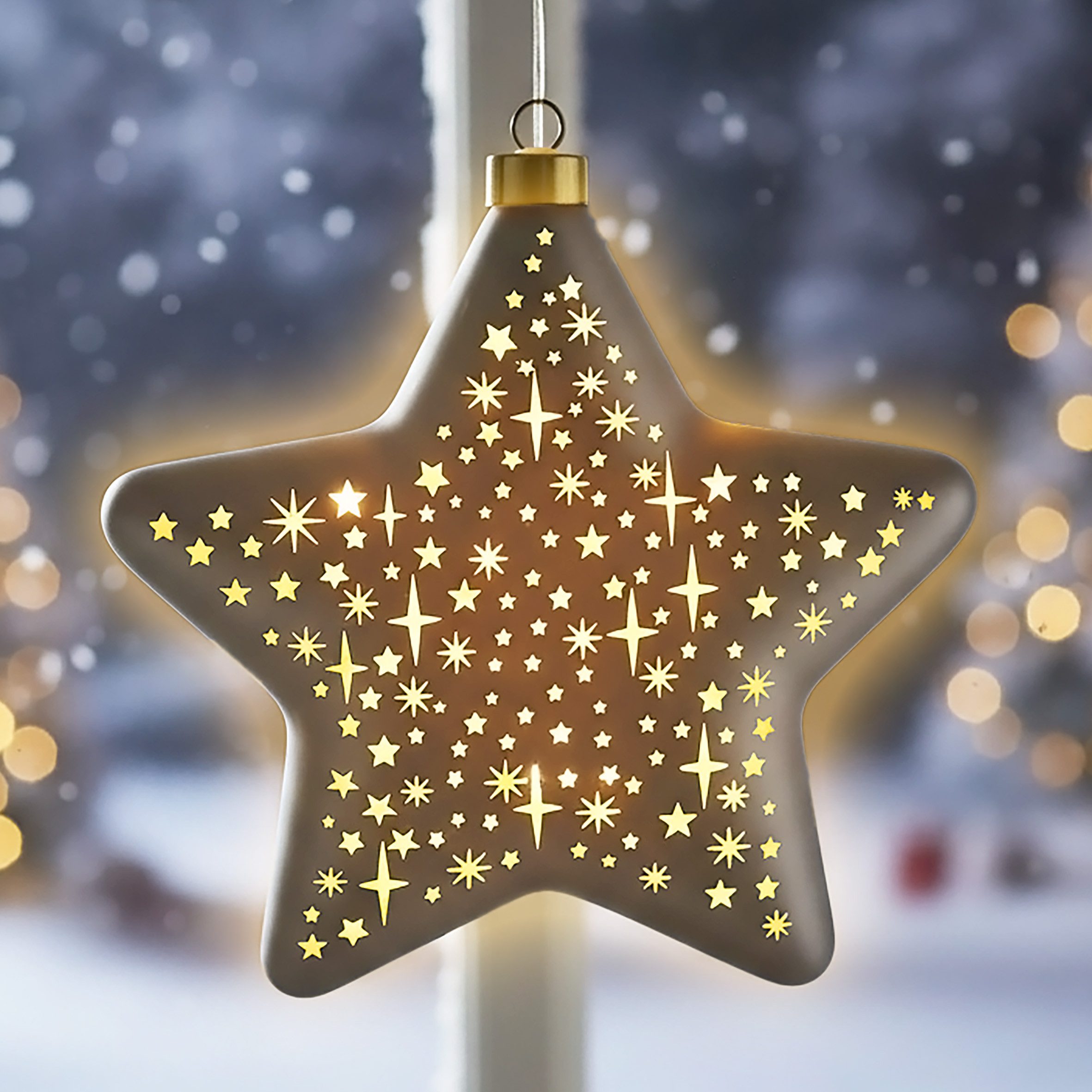 Spetebo LED-Dekofigur LED Glas Weihnachtsanhänger (Anzahl, 1 St., Stück), mit Timer Funktion