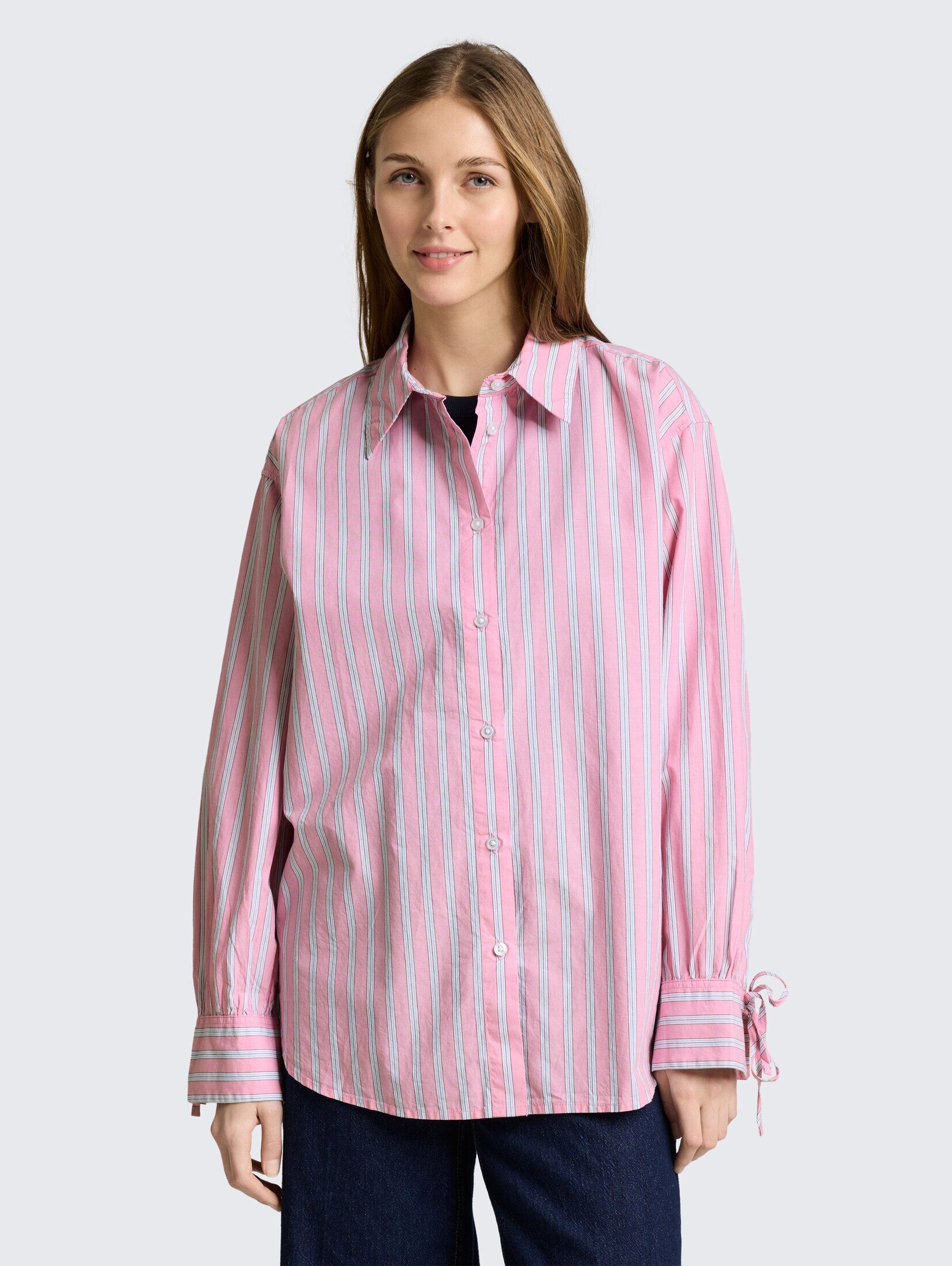 TOM TAILOR Denim Langarmbluse Blusen & Shirts Oversize Hemdbluse mit Streif günstig online kaufen