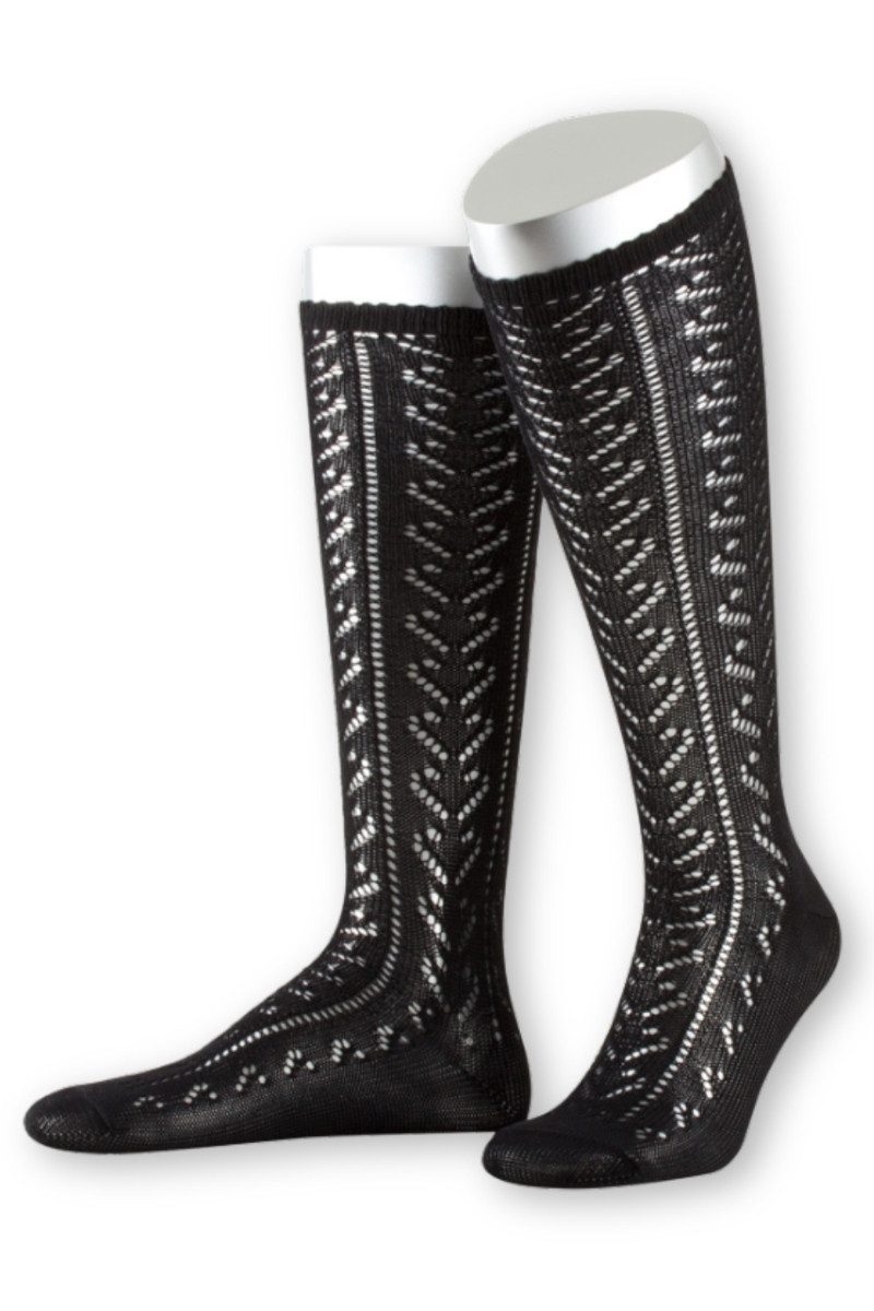 Lusana Trachtensocken Trachtenstrümpfe Damen - L380N - schwarz, weiß günstig online kaufen
