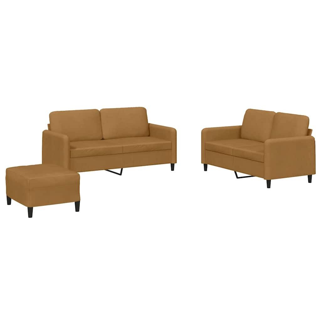 vidaXL Sofa 3-tlg. Sofagarnitur Braun Samt, 1 Teile