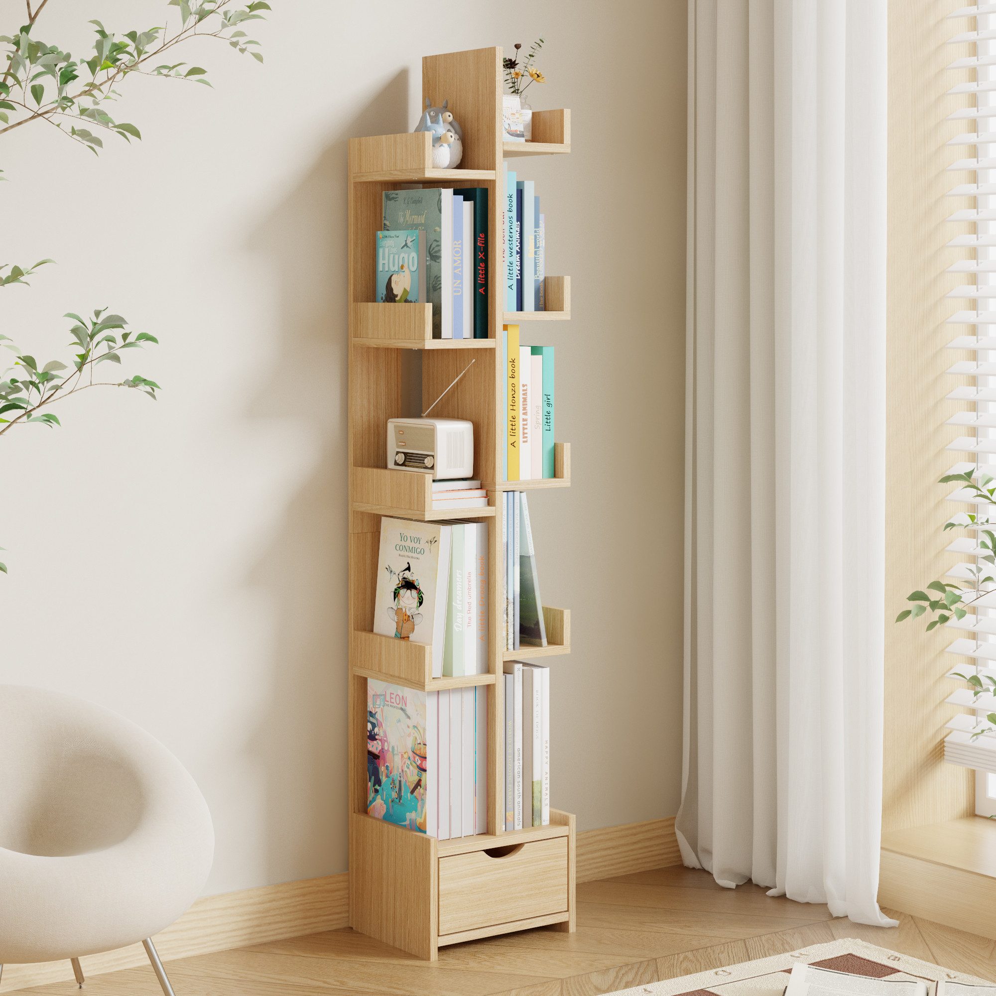 FUFU&GAGA Bücherregal Schmales Regal mit Schublade, günstig online kaufen