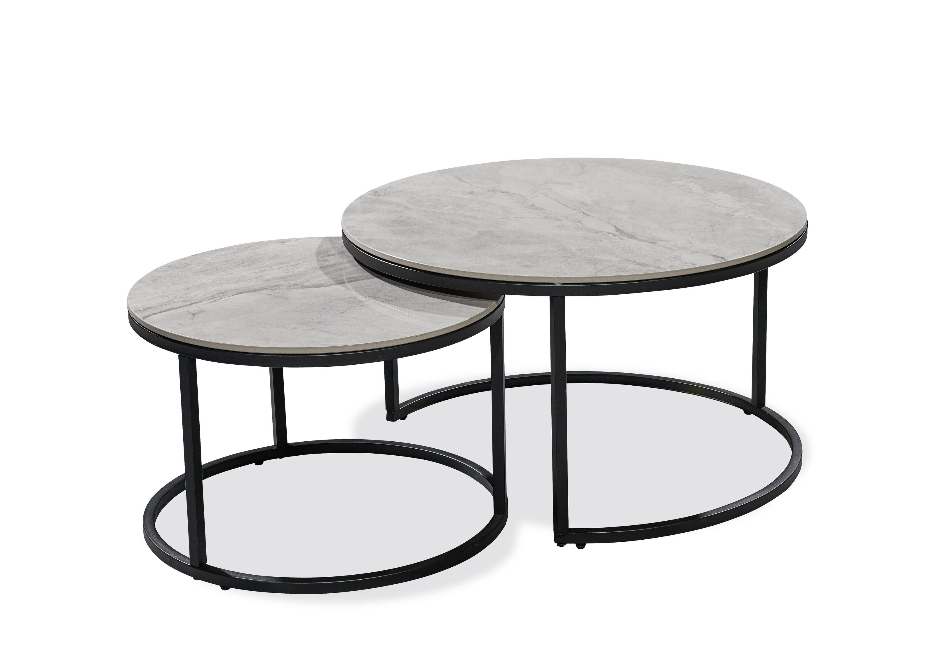 PREISBRECHER Satztisch Gino (2er Set), (2er-Set) in grau, schwarz, Keramik, Metall - 42x80cm (HxD)