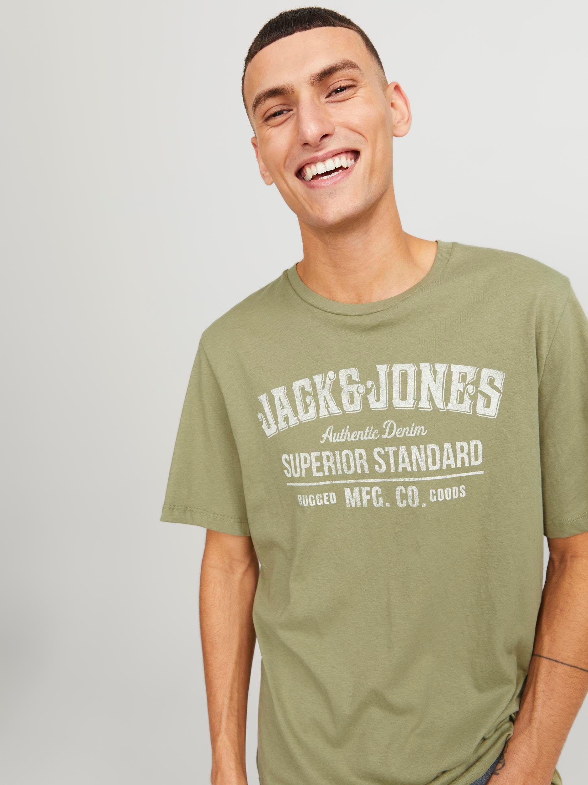 Jack & Jones NOOS O-NECK SS 23/24 TEE Green Oil Rundhalsshirt JJEJEANS