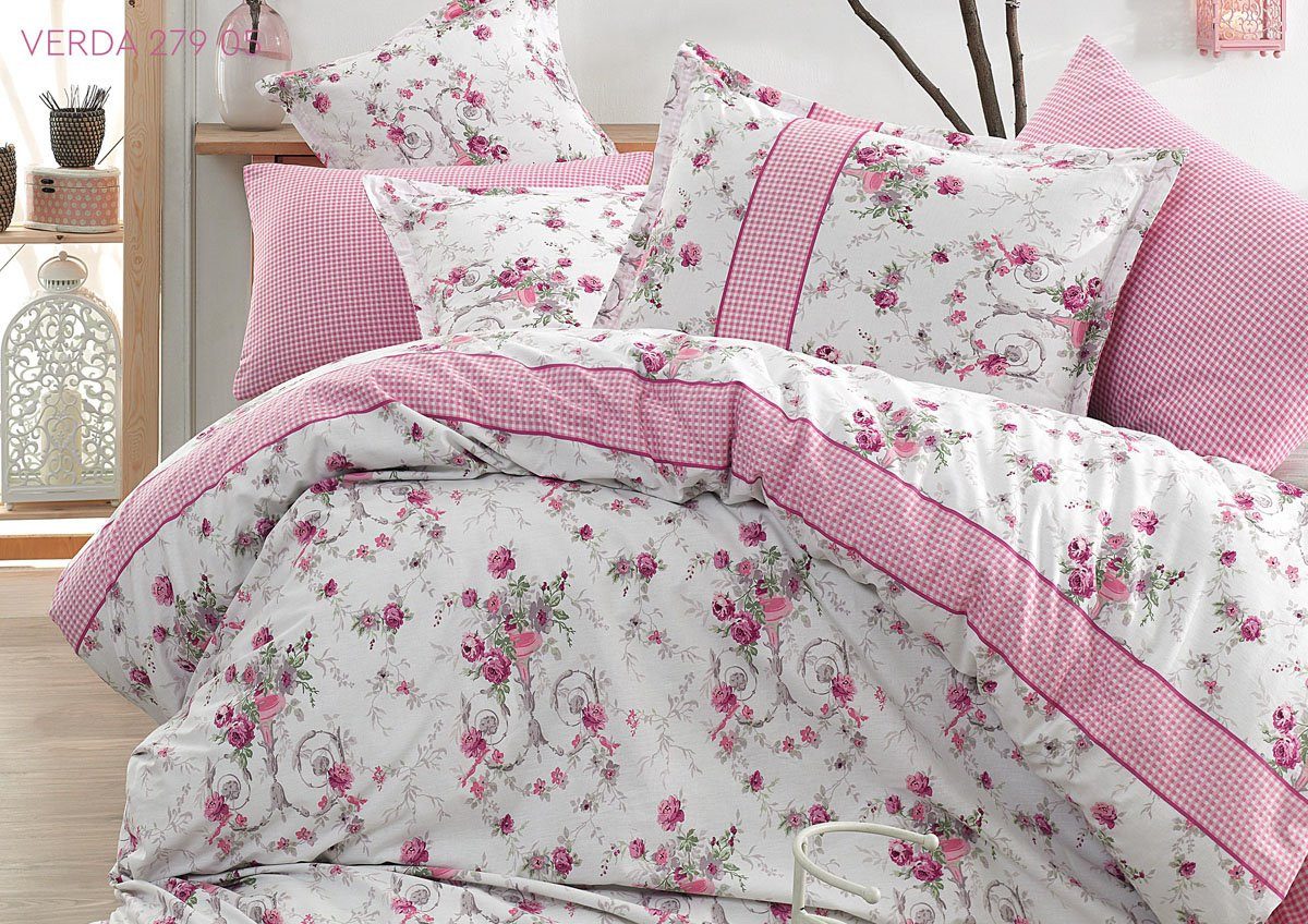 ROLFNERS Bettwäsche Verda Pink Bettgarnitur Bettbezug Baumwolle, Baumwolle, Renforce Bettwäsche, Pflegeleicht & Langlebig