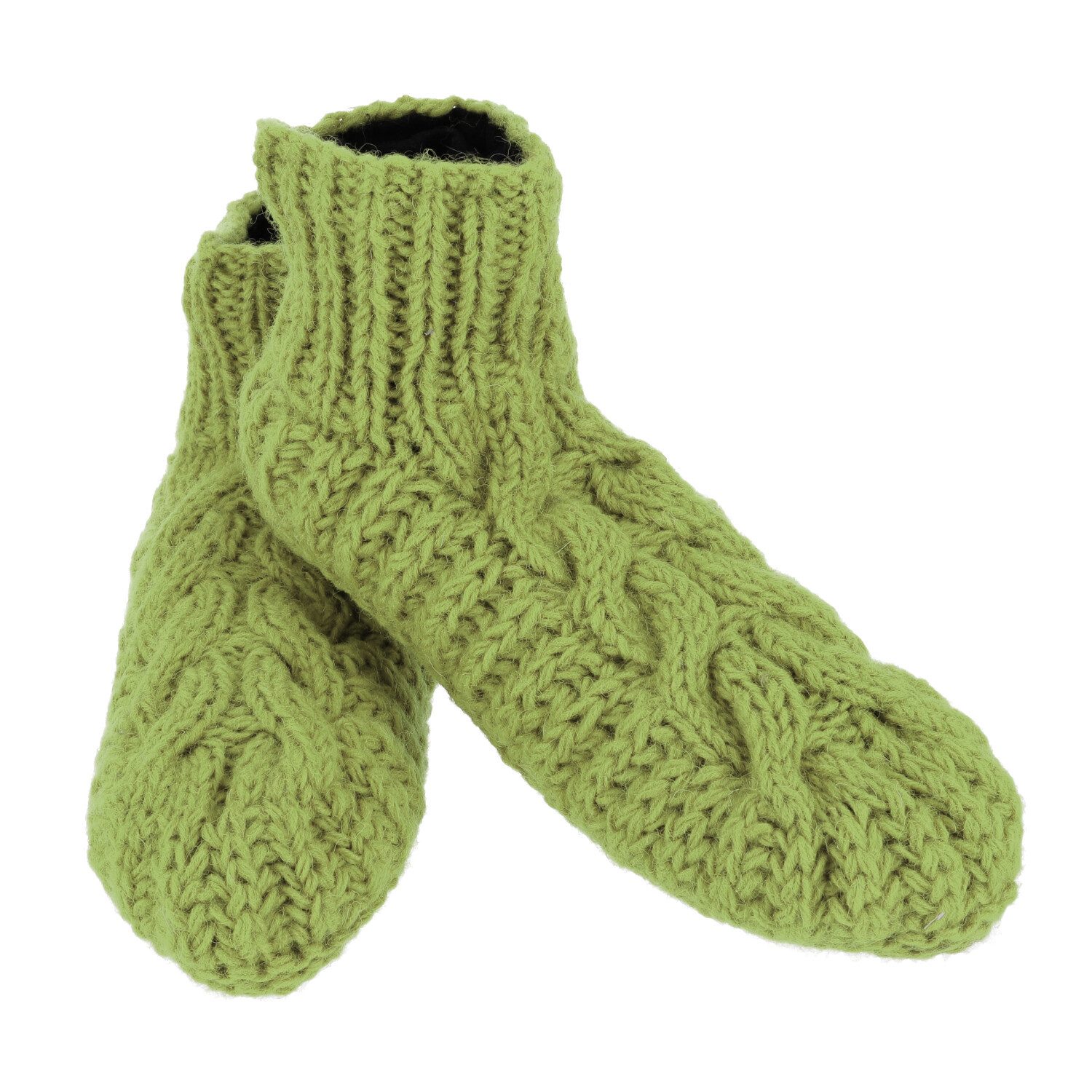 Guru-Shop Haussocken Wollhausschuhe, handgestrickte Hüttenschuhe,..