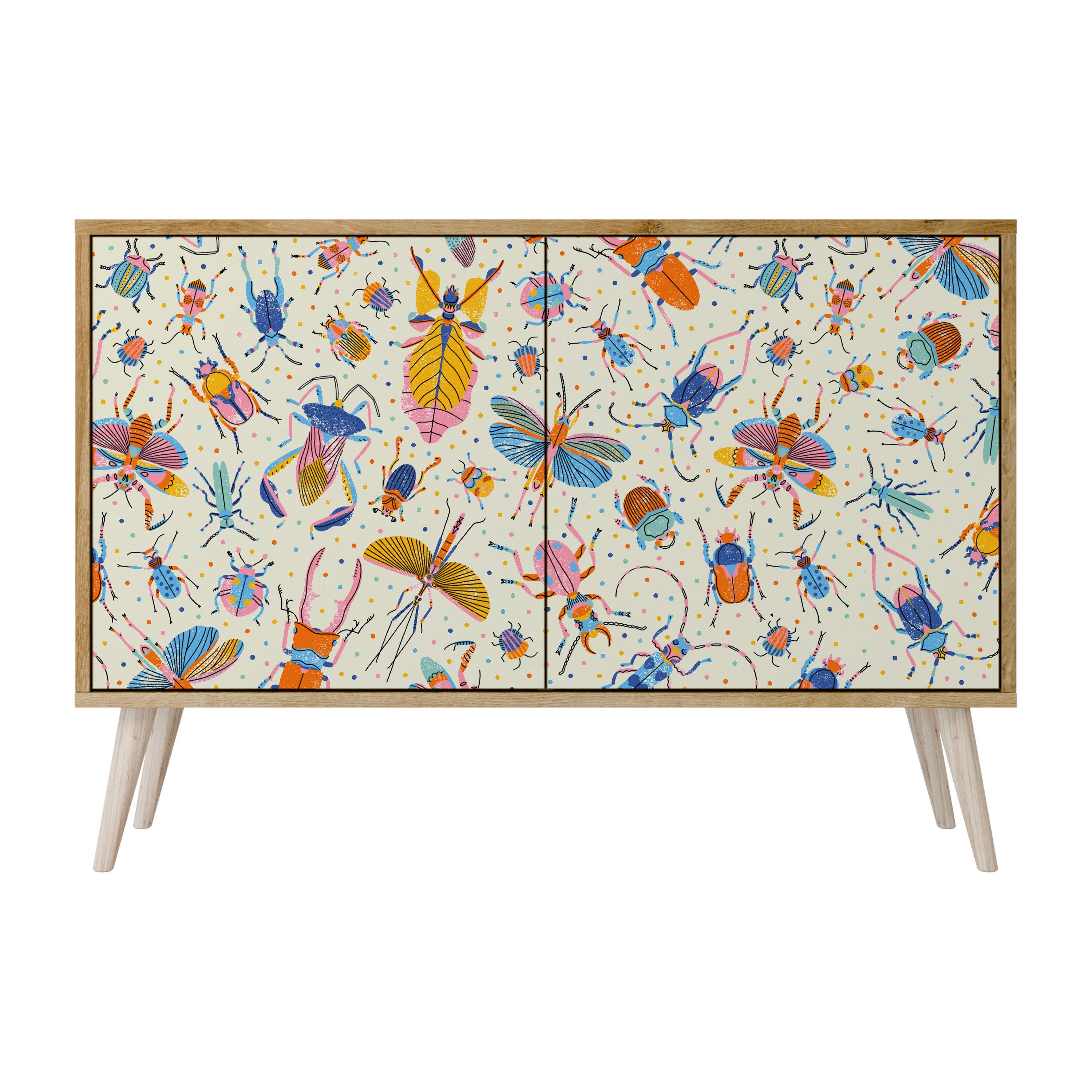 SPACEREBELS Kommode Sideboard Komodenschrank Möbel für Wohnzimmer Flur Esszimmer, mit 2 Türen oder mit 3 Türen