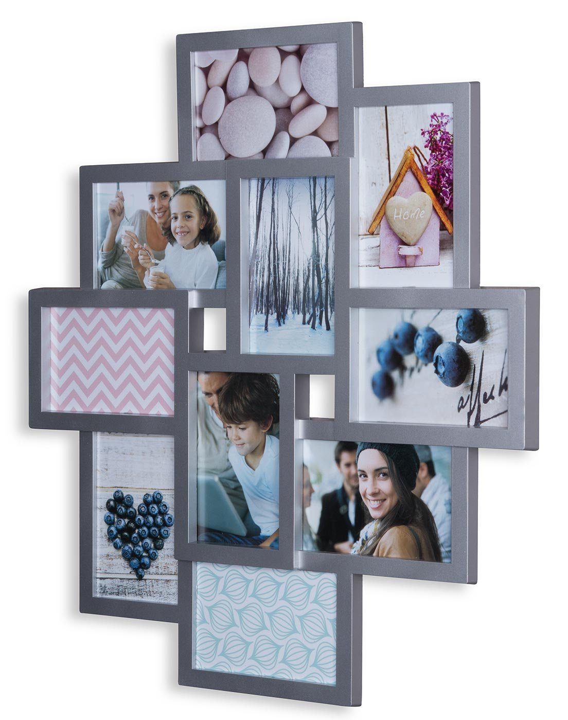 Levandeo® Bilderrahmen Collage, Bilderrahmen silber 10 günstig online kaufen