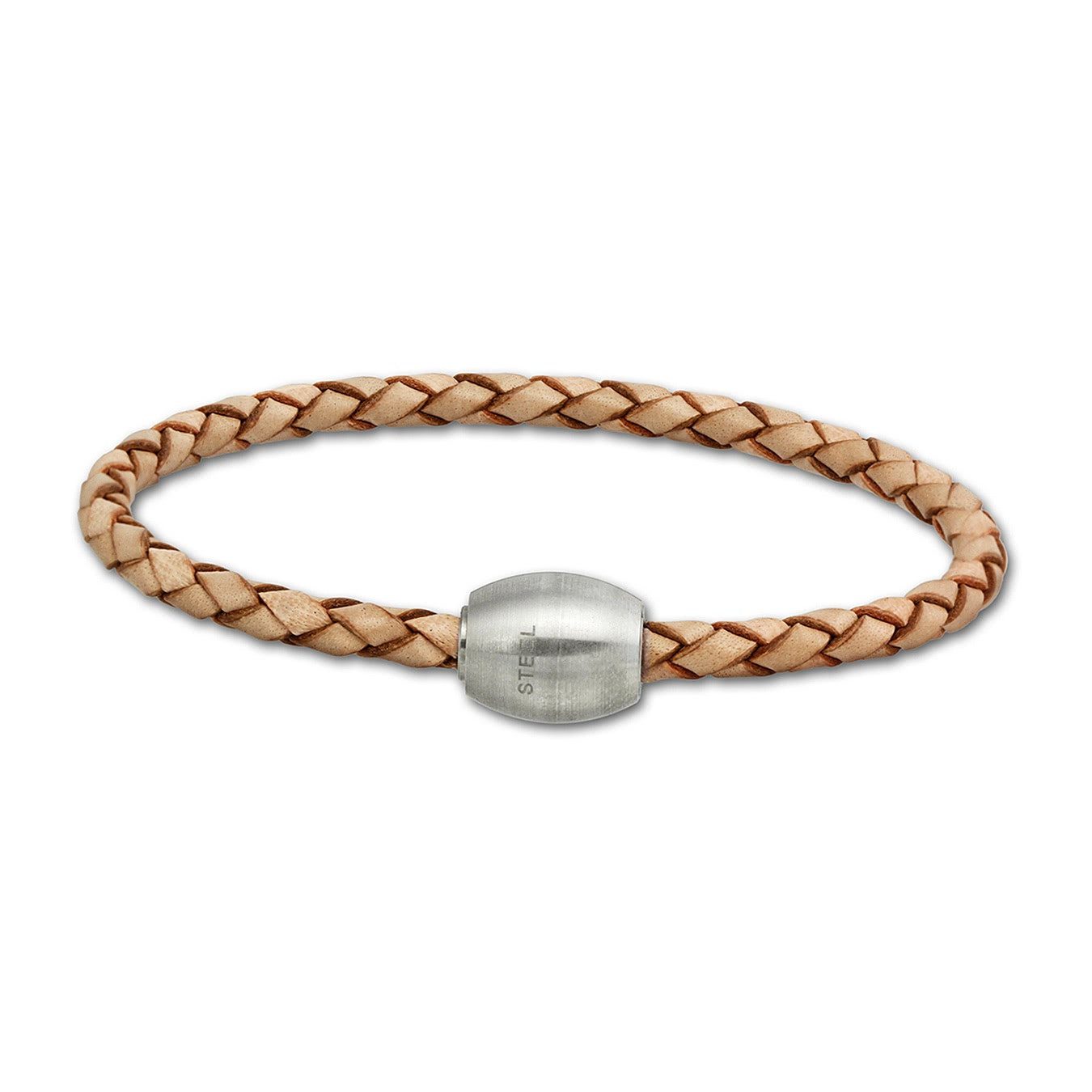 Edelstahlarmband SilberDream Leder Armband 21cm natur