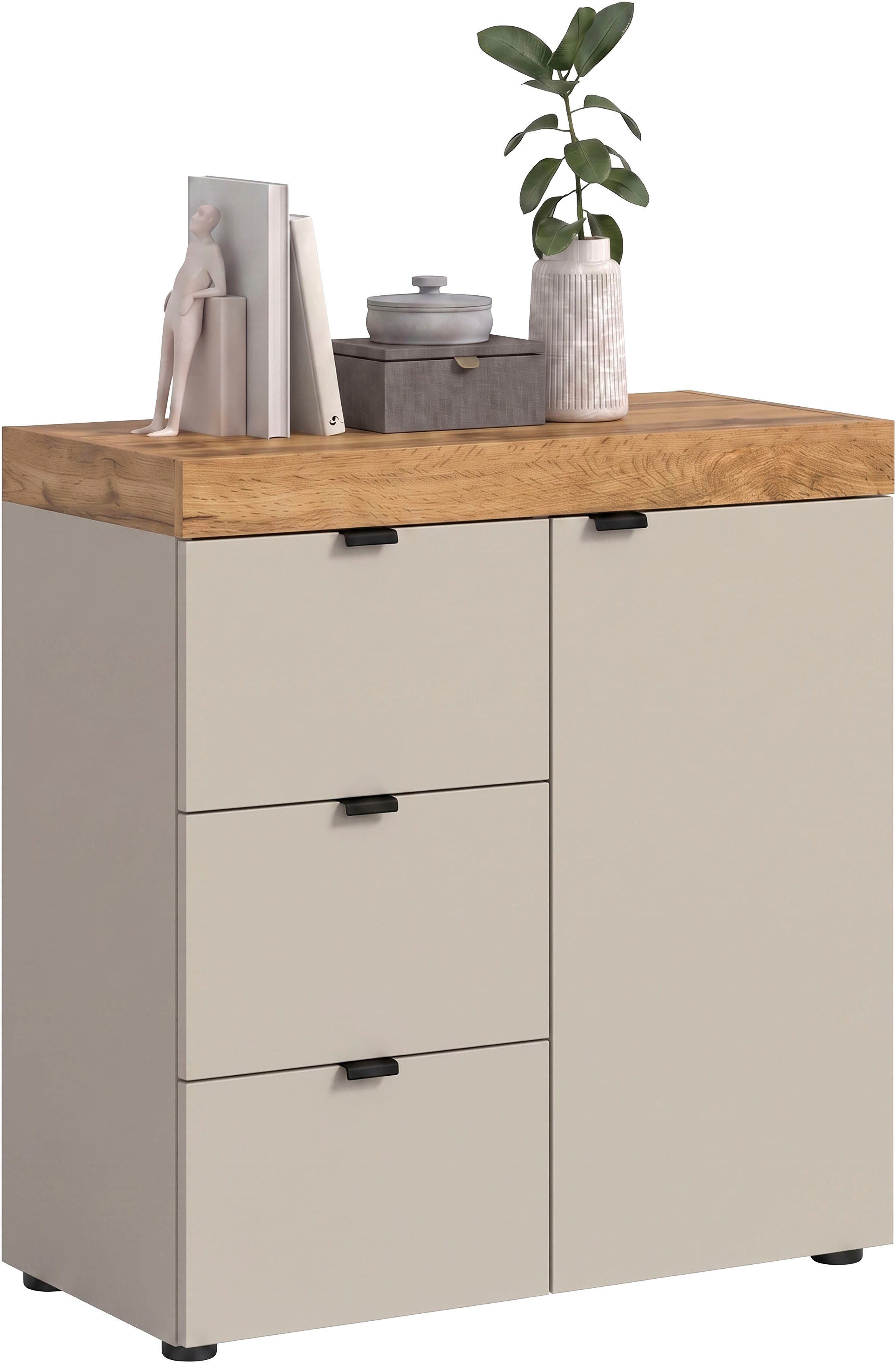 OTTO home Kommode MAMBO II, Breite 77 cm, 1 Tür, 1 Einlegeboden, 3 Schubkästen (1 St., 2-farbige Ausführung, in verschiedenen modernen Trendfarben erhältlich), Kommode, Anrichte, Wohnzimmer, Schlafzimmer