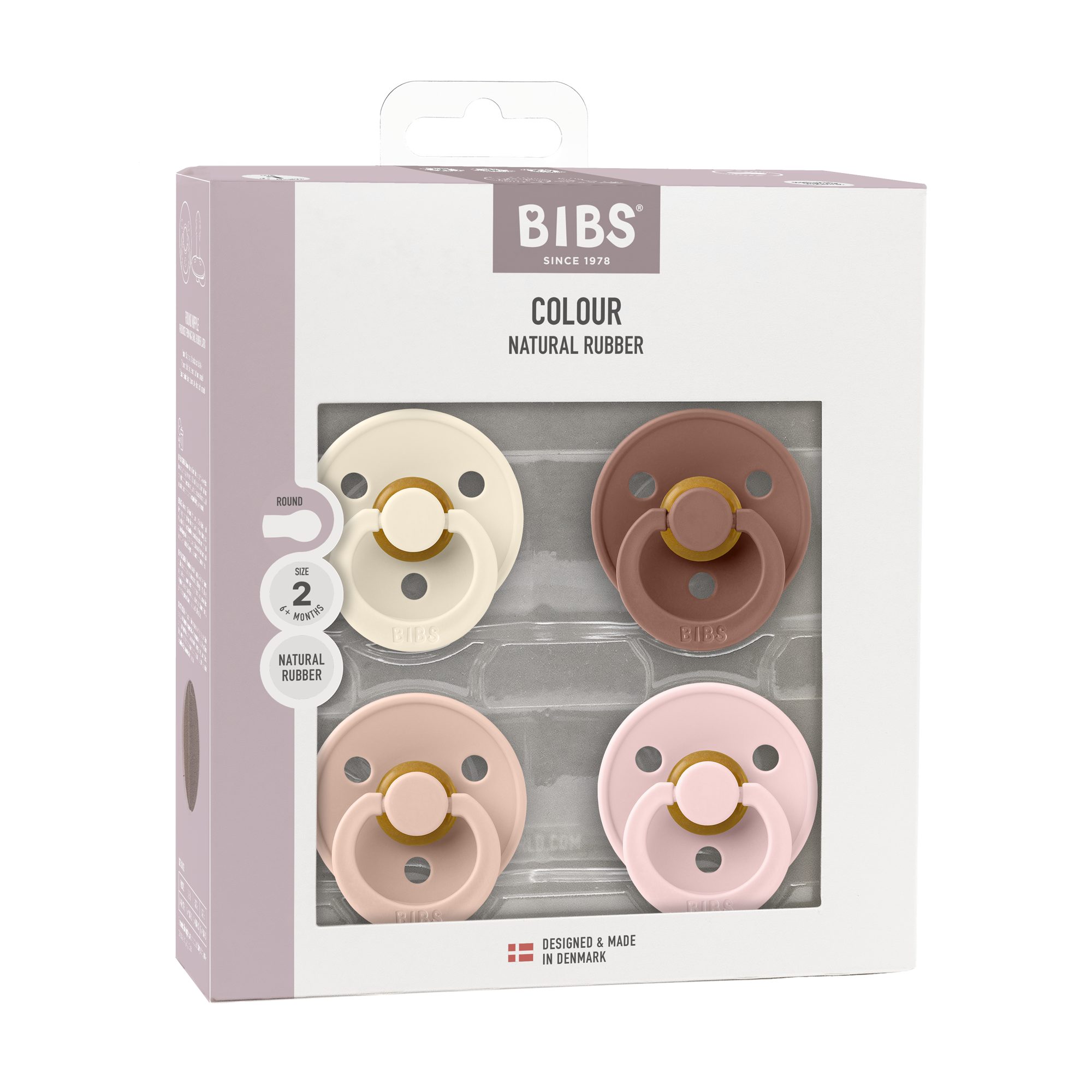 BIBS Schnuller Colour Kirschform Beruhigungssauger im 4er Pack, Harmonische Farben Bibs Colour im praktischen 4er Pack