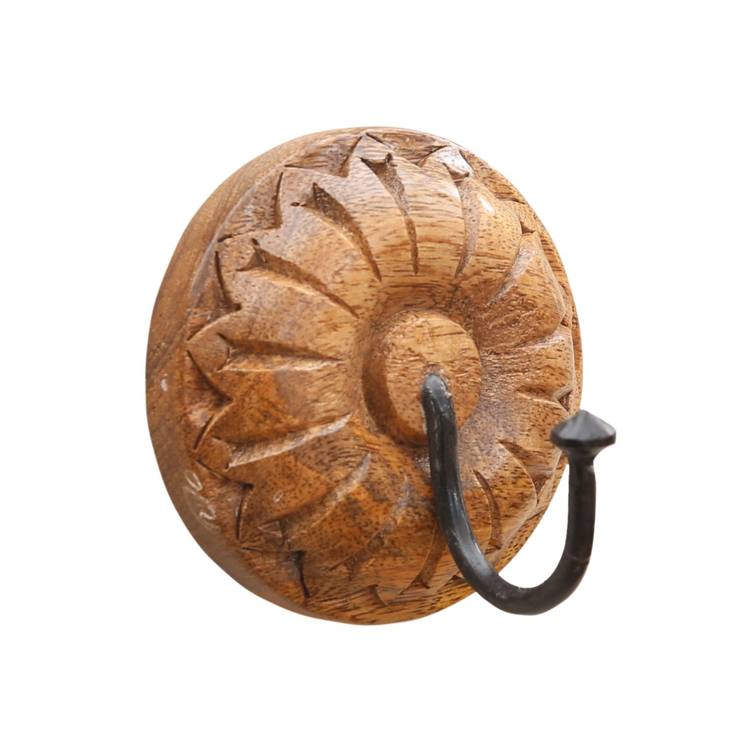 Marrakesch Orient & Mediterran Interior Handtuchhalter Boho Haken Admir 9cm, Küchenhaken Wandhaken Holz Metall Handarbeit, Handarbeit