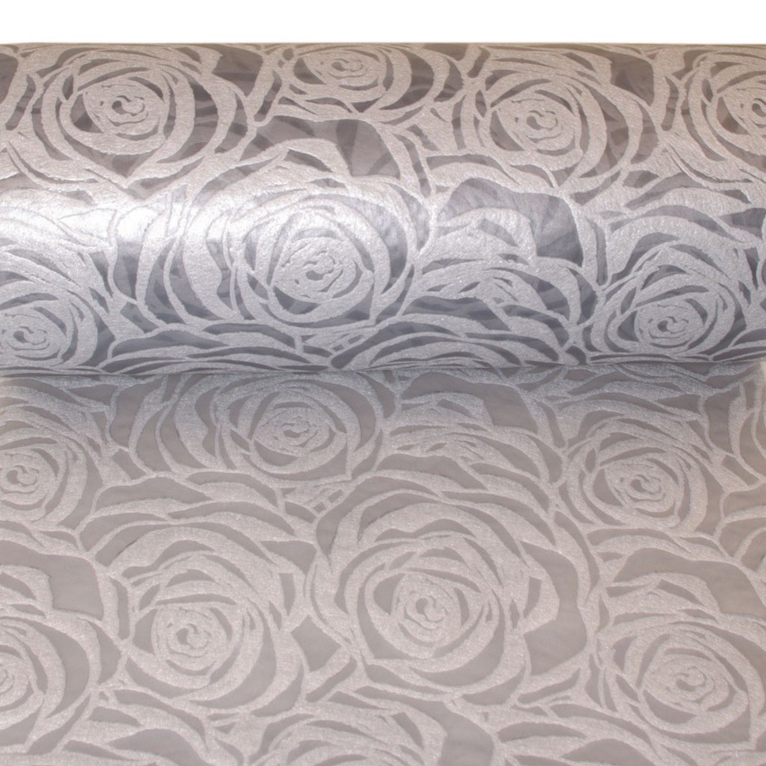 Deko AS Tischläufer Dekoflor® 300mm x 5m Tischläufer Rosenmuster grau Deko günstig online kaufen