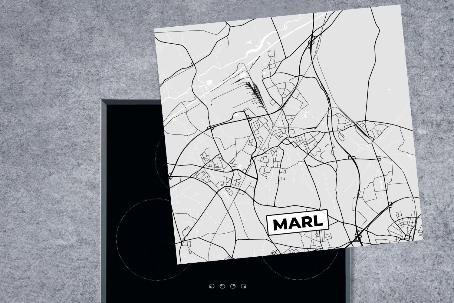 - Deutschland Karte, Marl Arbeitsplatte Karte cm, - Herdblende-/Abdeckplatte küche MuchoWow (1 Ceranfeldabdeckung, Stadtplan Vinyl, - 78x78 - für tlg),