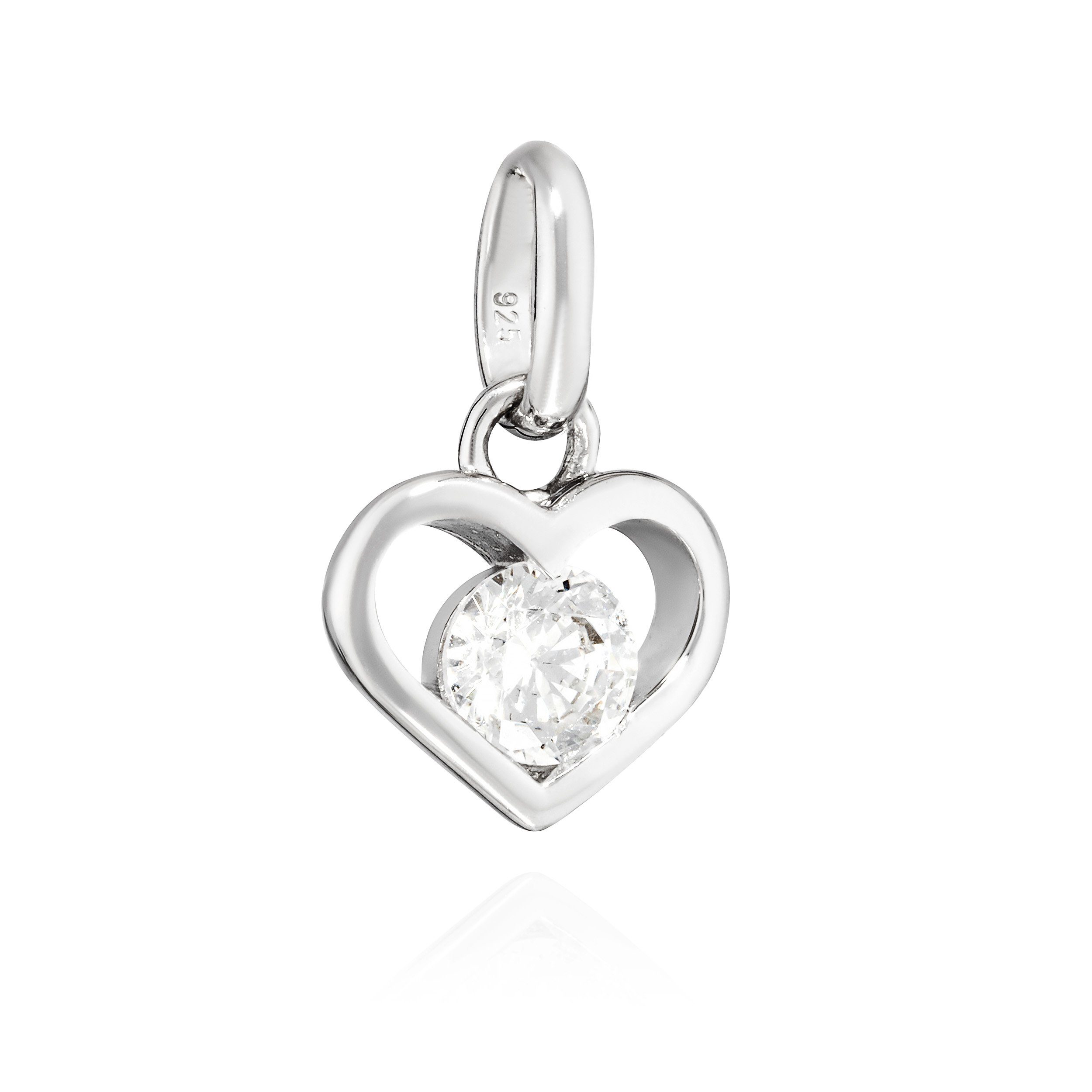 Kettenanhänger Kettenanhänger Herz 925 Silber rhodiniert 8x7mm Amulett klein mit Zirk
