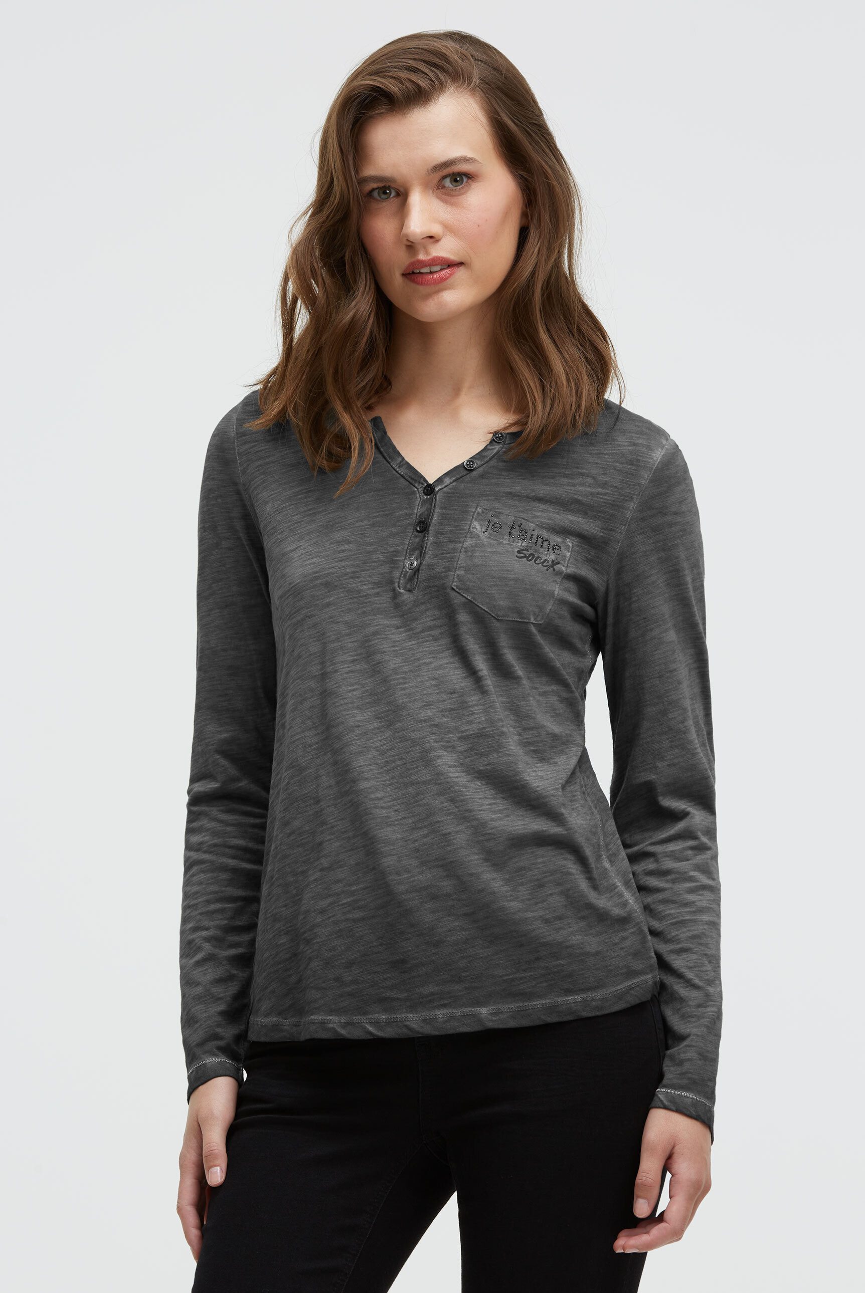 SOCCX Langarmshirt mit Brusttasche günstig online kaufen