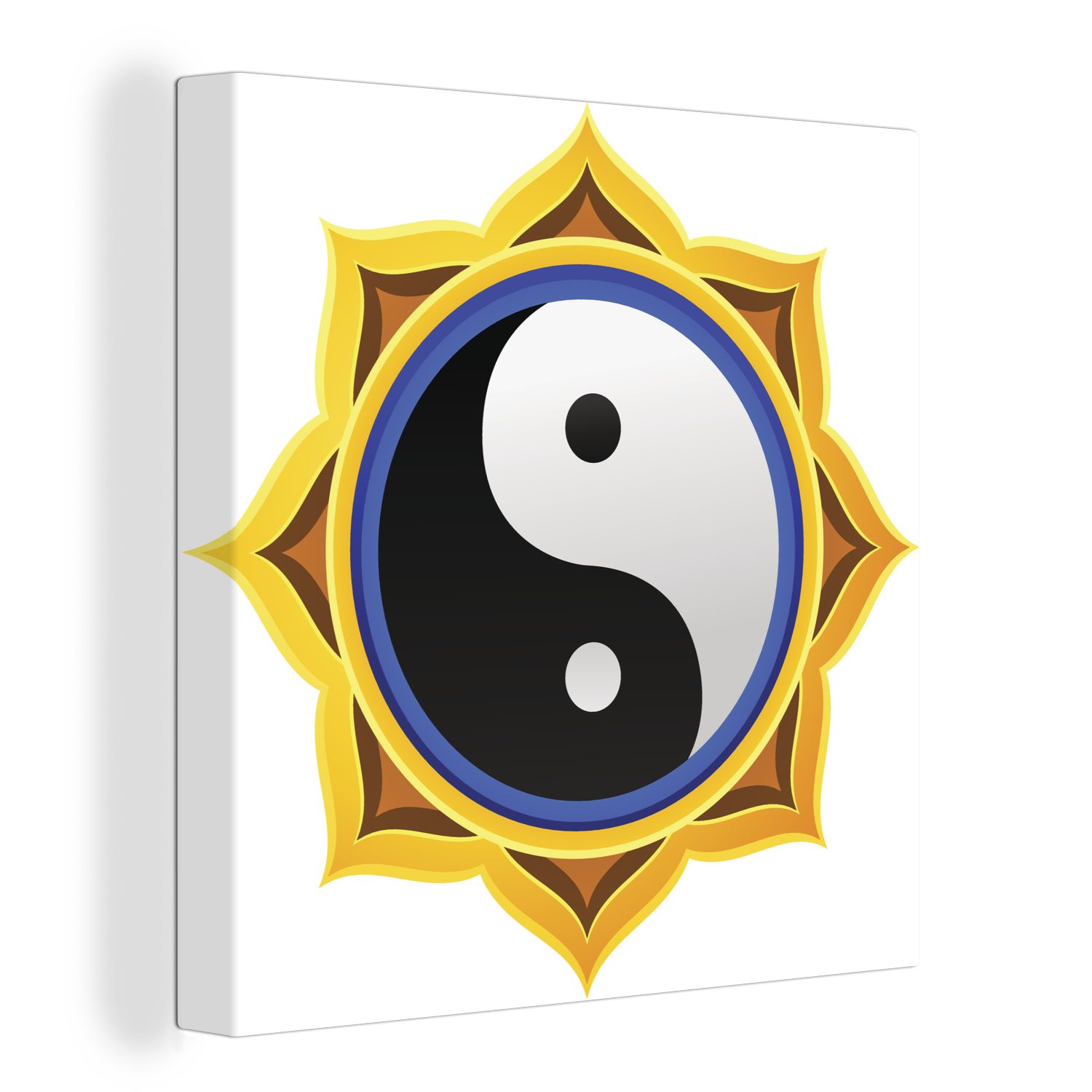 OneMillionCanvasses® Leinwandbild Eine Illustration von Yin und Yang in einer Sonnenblume, (1 St), Leinwand Bilder für Wohnzimmer Schlafzimmer
