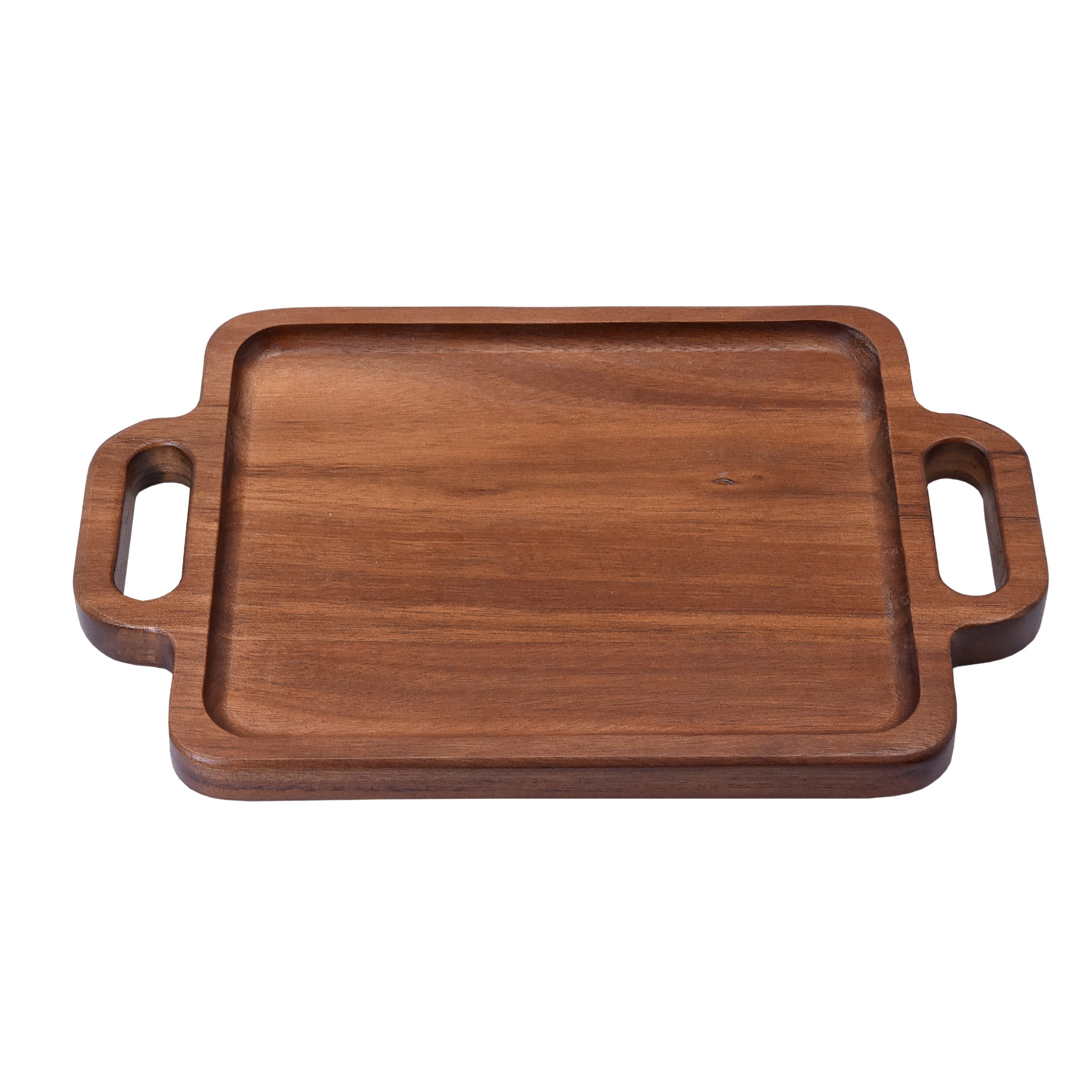 Zoha Servierplatte Serviertablett Akazienholz - Holztablett Rechteckig, Handgefertigt, Naturbelassen, Akazienholz, Pflegeleicht