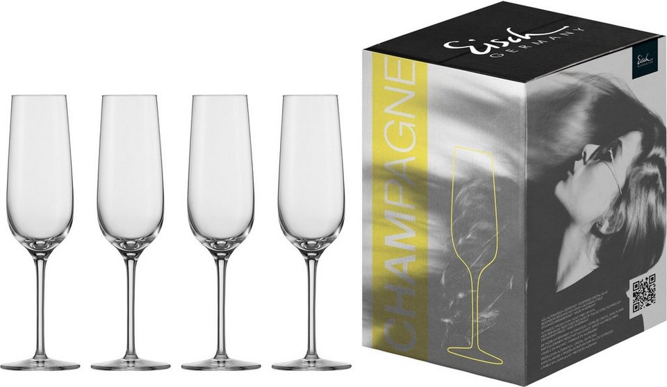 Eisch Sektglas Vinezza, Kristallglas, bleifrei, 225 ml, 4-teilig, Aus  brillantem Kristallglas gefertigt