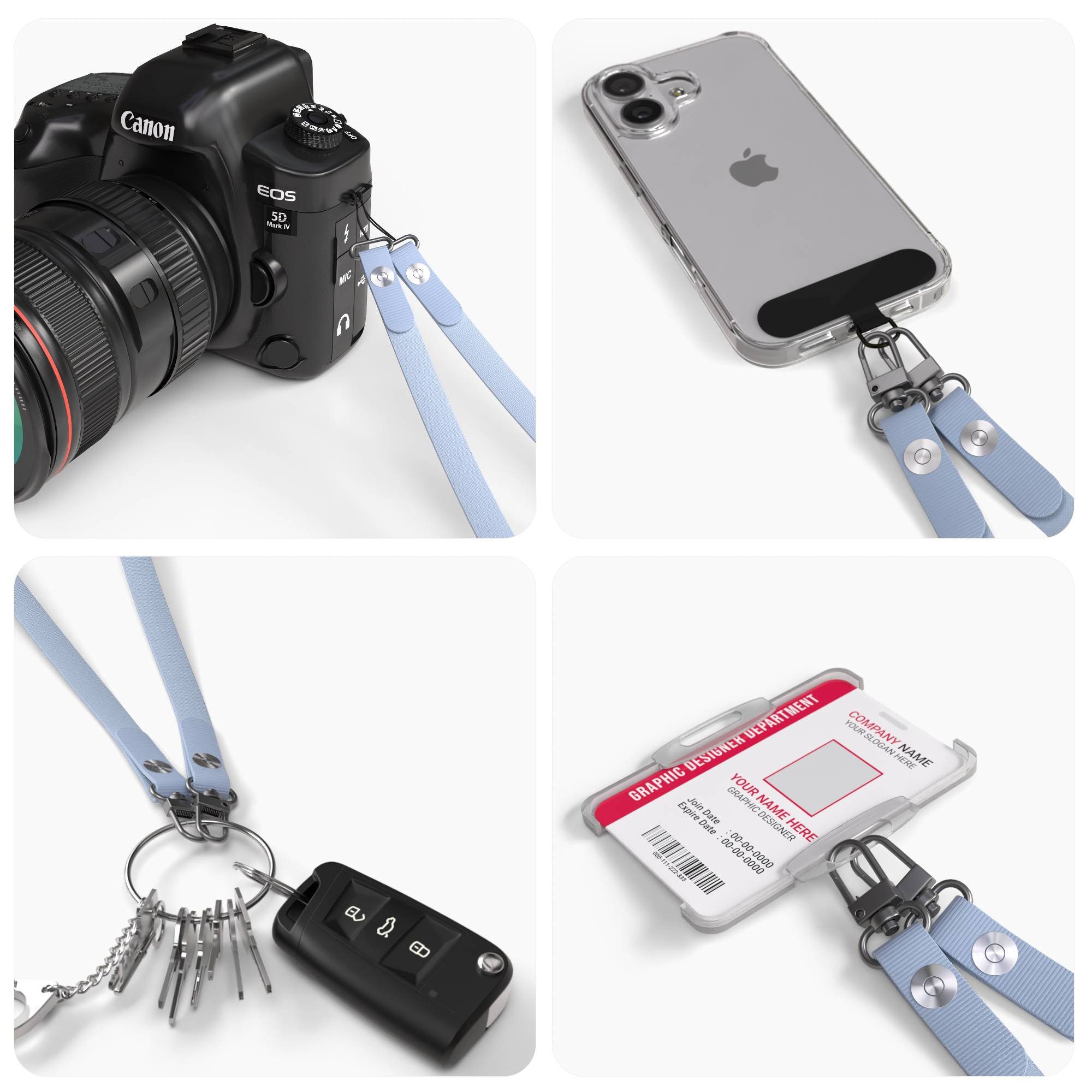 EAZY CASE Schulterriemen Handykette magnetisch Universal für alle Modelle Schlichte Handykette mit Magnet und flexiblen Connectoren in Blau