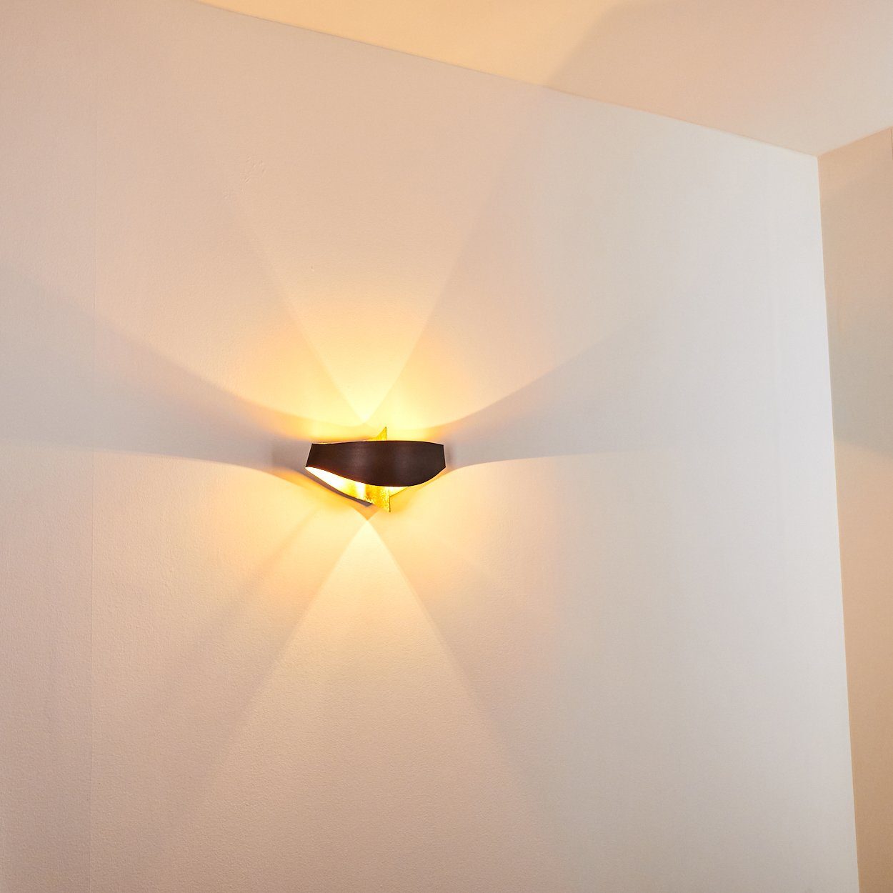 Wandlampe in Wandleuchte hofstein »Aschi« mit Up ohne Braun/Gold, Zimmerlampe 2xG9, Lichteffekt mit Down-Effekt, aus moderne Metall & Leuchtmittel,