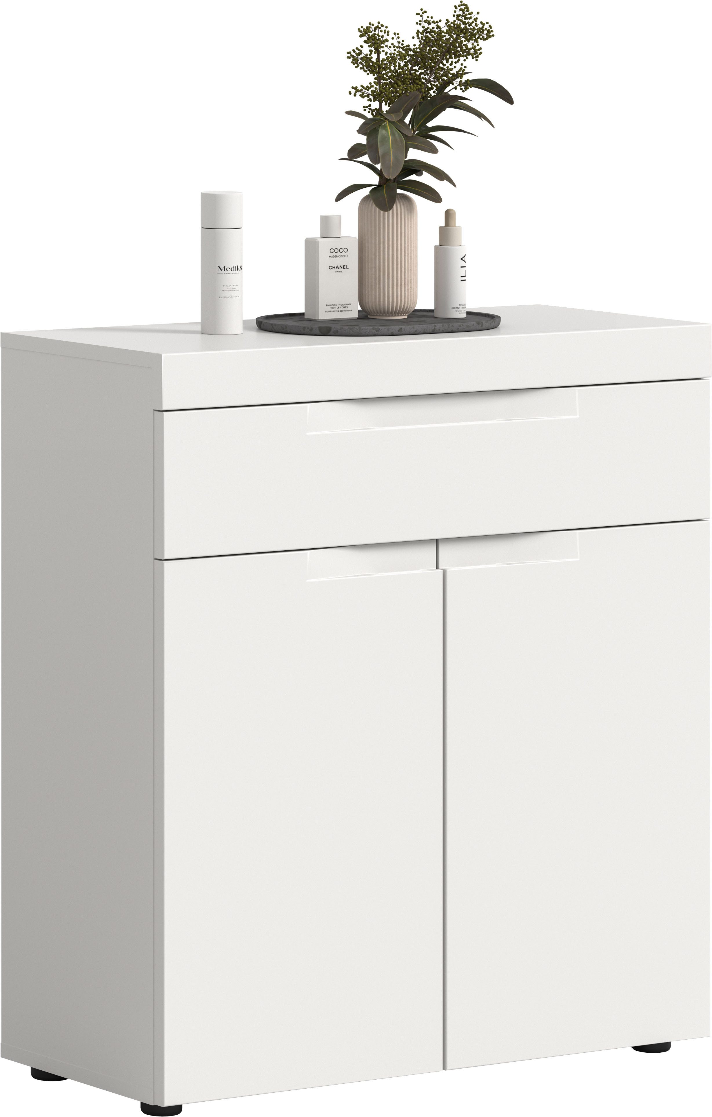 OTTO home Badkommode MAOI, Breite 75 cm, 2 Türen, 1 Schubkasten, 2 Fächer (mit eingefräster Griffmulde in der MDF Front), Badezimmerschrank, Schrank, Kommode, Midischrank, Bad, Badezimmer