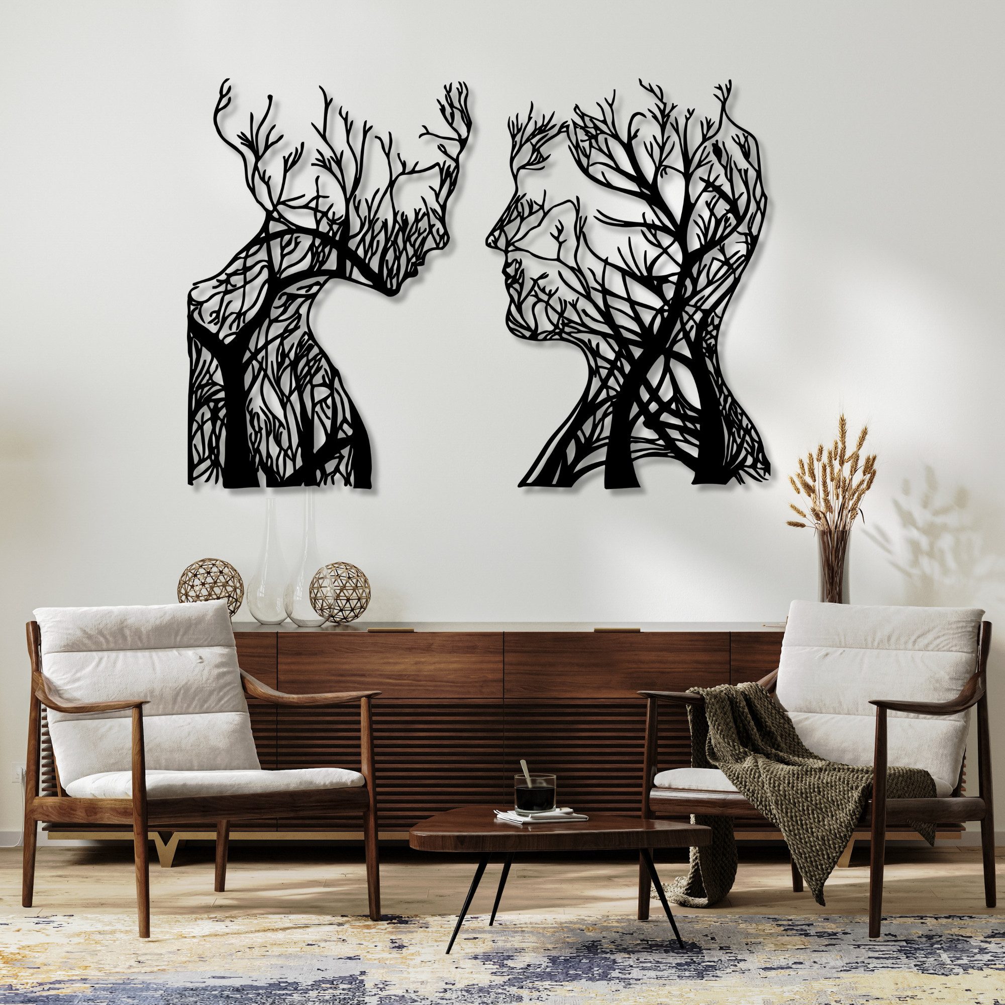 EYOKA Wanddekoobjekt 3D Wandbild aus Holz Wanddeko Moderne Holzkunst 6mm stark (6mm), Dekorative Wandbilder für Zuhause Büro mit Montage Klebeband 4 Farben