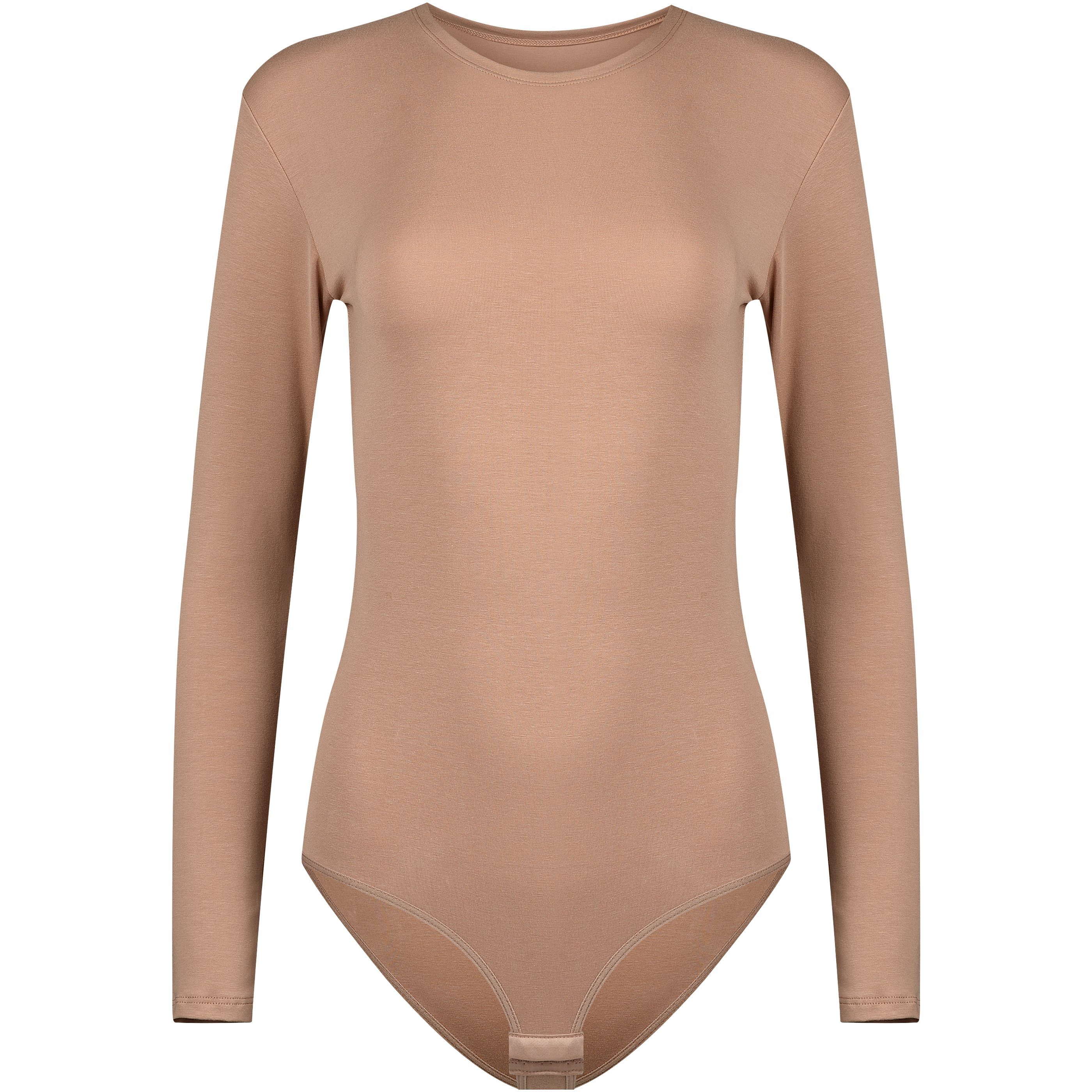 Evoni Body für Damen Langarm Blusenbody mit Rundhals