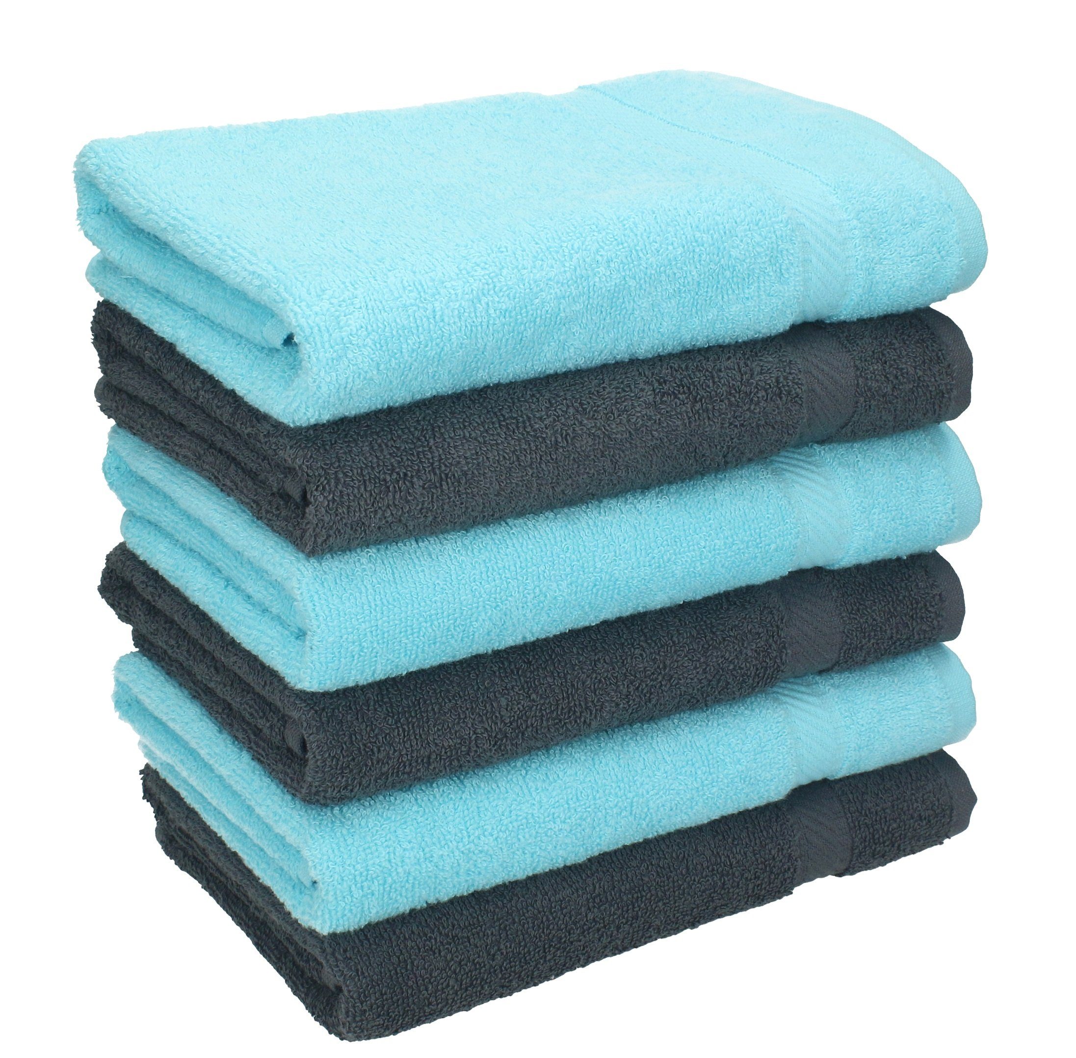 Betz Handtücher 6 100% 100 cm Farbe Baumwolle Stück x 50 Palermo Handtücher türkis, Handtuch 100% Größe anthrazit und Set Baumwolle