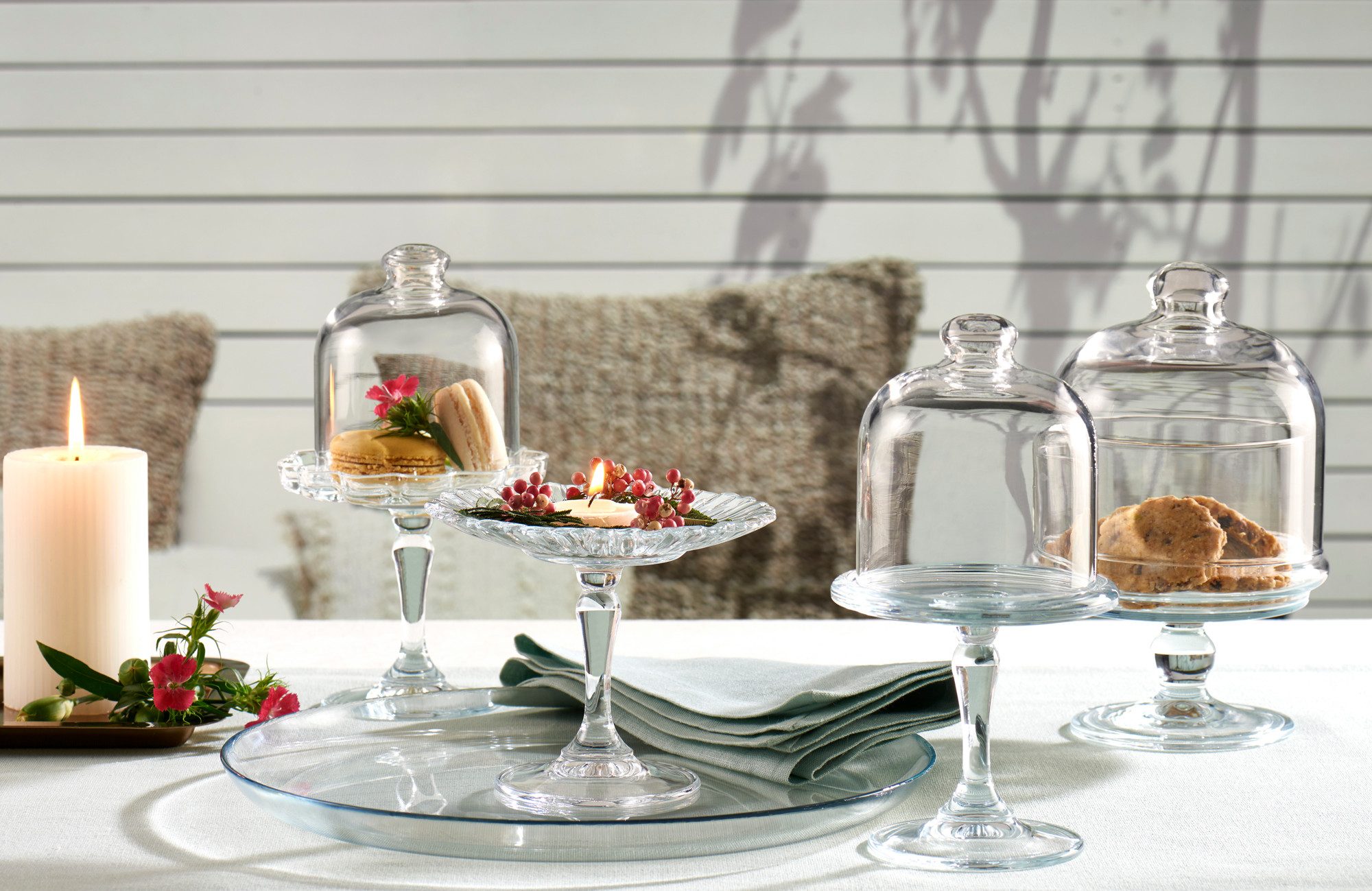 CreaTable Tortenplatte Mini Patisserie, Tortenplatten-Set, 3-tlg., Glas, (Set, 3-tlg), Landhaus-Charme, Klassische Tradition, Festliche Momente