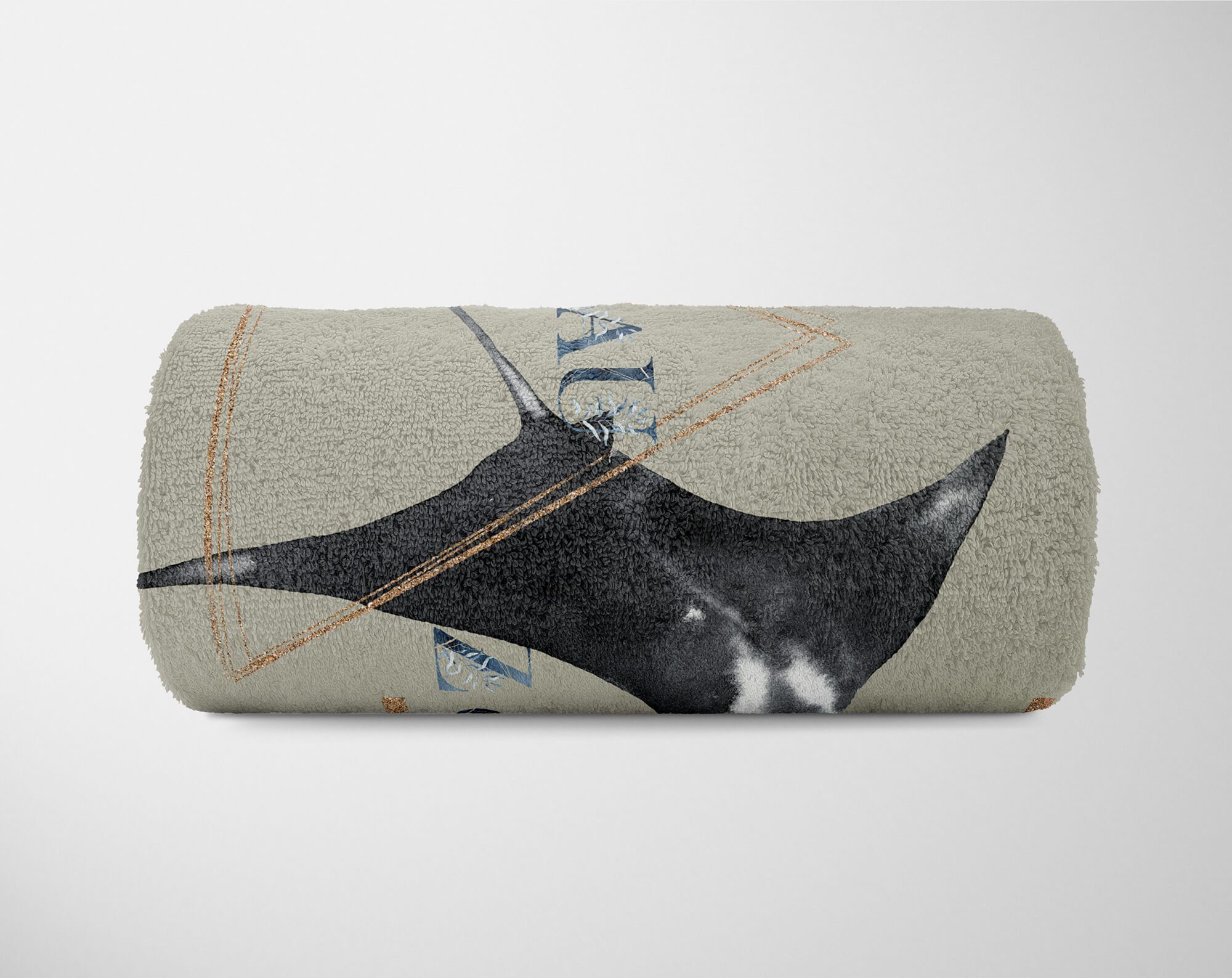 Art Baumwolle-Polyester-Mix Mo, Strandhandtuch Ozean Saunatuch Handtücher Handtuch (1-St), Rochen Sinus Kunstvoll Riesenrochen Handtuch Kuscheldecke