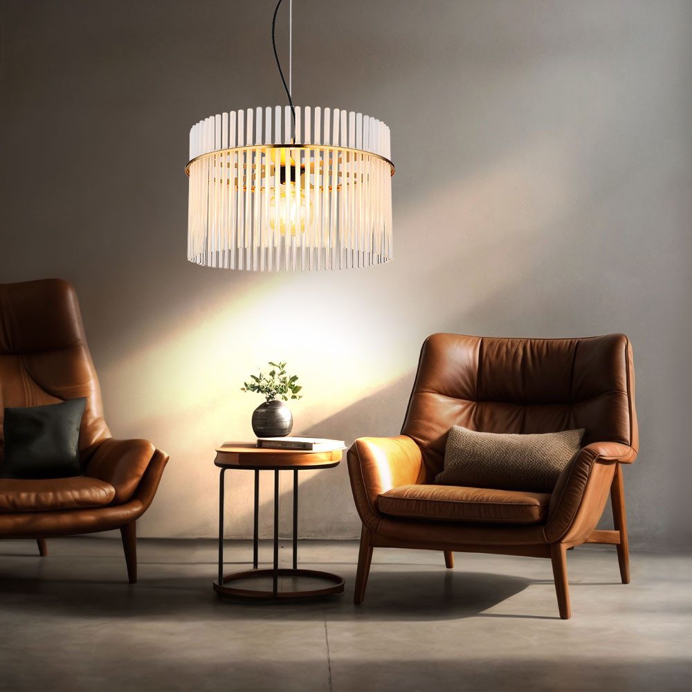 GLOBO LIGHTING LED-Hängeleuchte, Leuchtmittel inklusive, Warmweiß, LED Pendelleuchte Hängelampe Esszimmerleuchte Deckenlampe Metall Gold