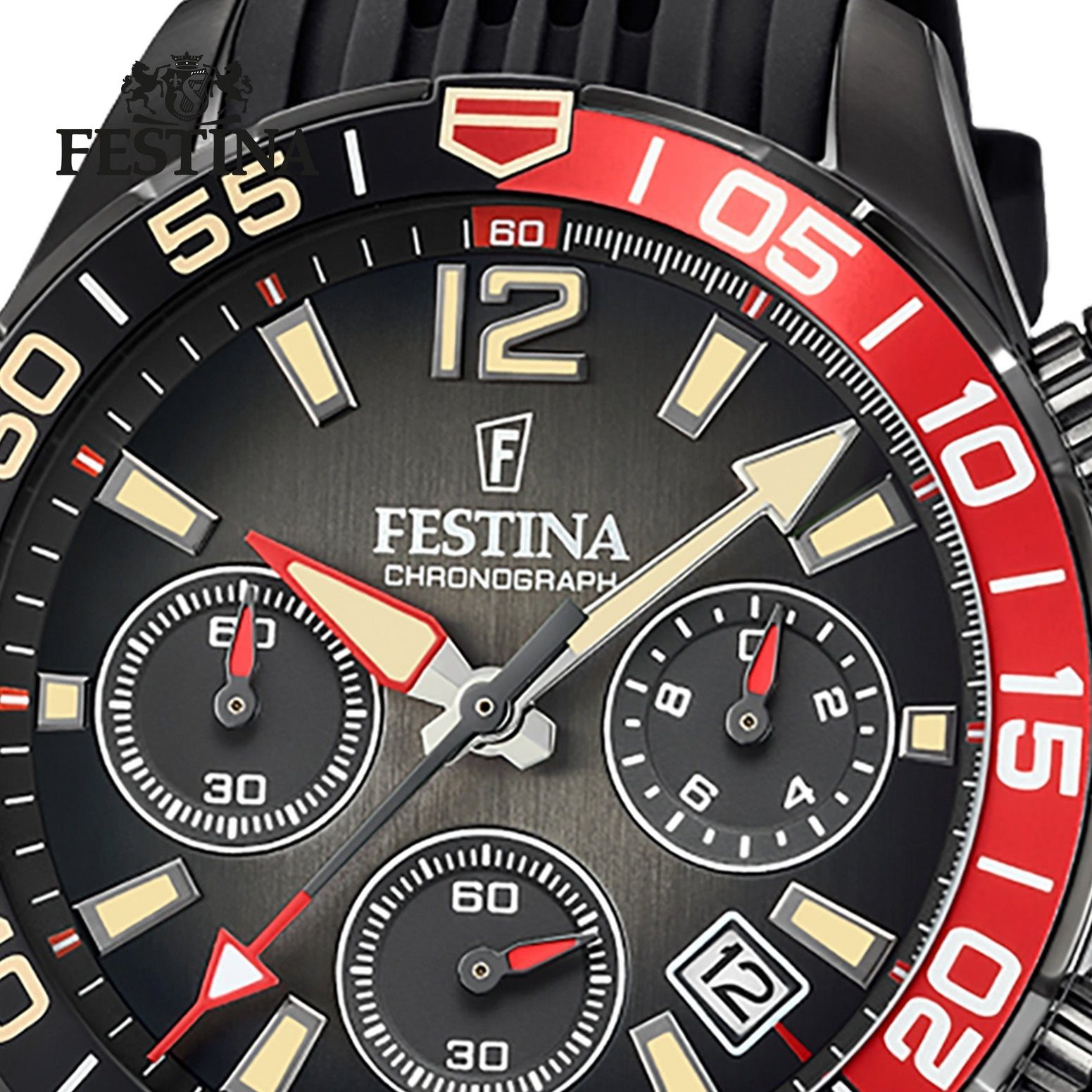 Festina Festina F20518/3 Herren Silikonarmband Herren Uhr Quarzuhr Silikonband, Armbanduhr schwarz, Sport rund,