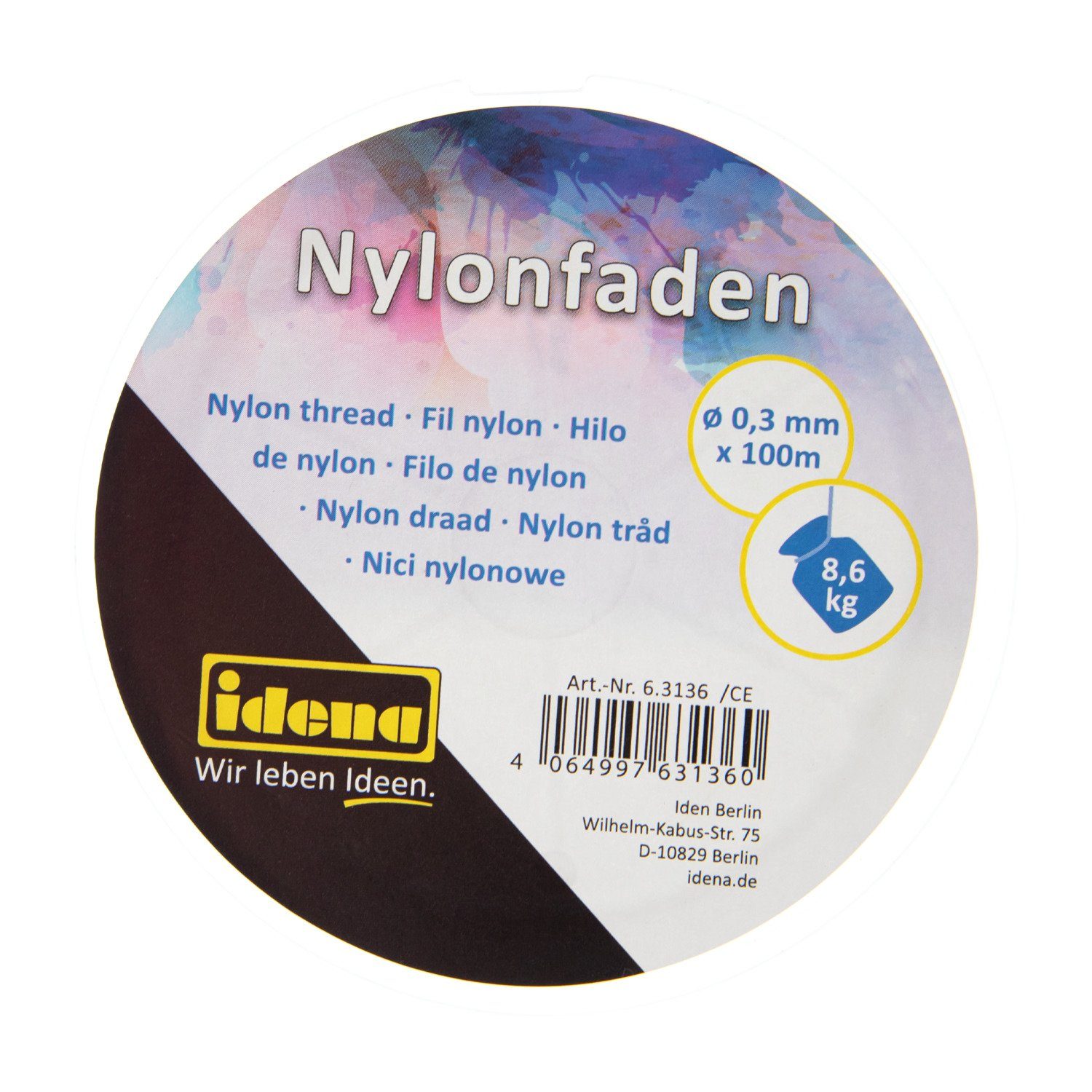 Idena Fadenspule Idena 63136 - Transparenter Nylon-Faden auf Spule, unsichtbare Nylon-S