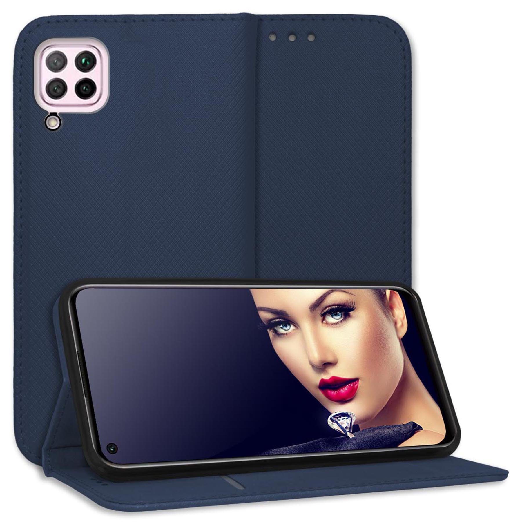 mtb more energy Smartphone-Hülle Smart Magnet für Huawei P40 lite, nova 7i / 6 SE, Blau, Bookstyle Klapphülle Cover Wallet Case aus Kunstleder