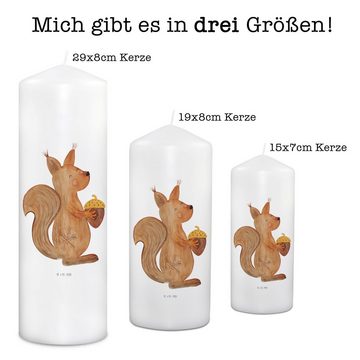 Mr. & Mrs. Panda Formkerze 29 x 8 cm XL Eichhörnchen Weihnachten - Weiß - Geschenk, Besondere Ke (1-tlg), Motiv schmilzt mit