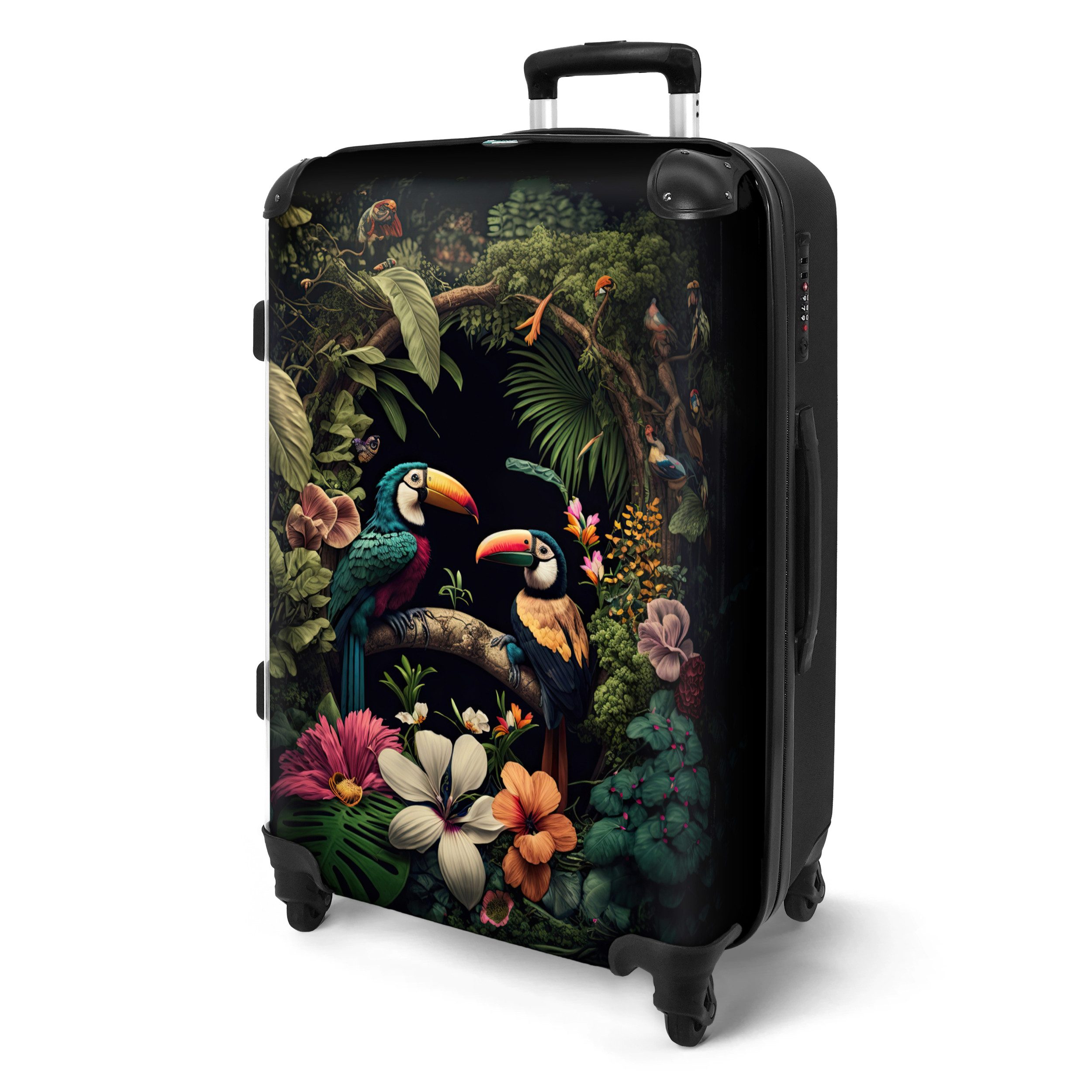 NoBoringSuitcases.com© Hartschalen-Trolley Vogel - Blumen - günstig online kaufen