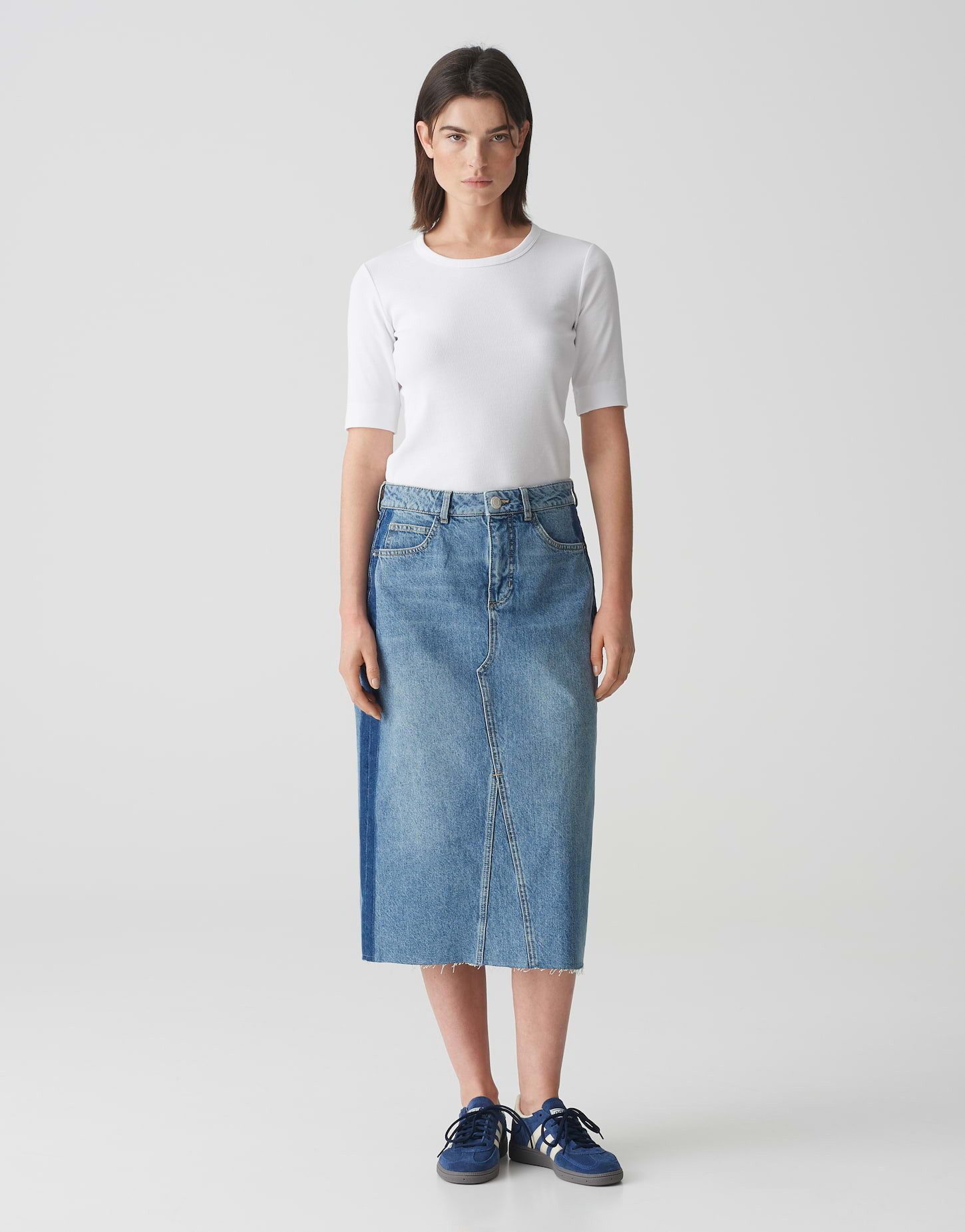 OPUS Jeansrock Jeansrock RINSO STRIPE aus nachhaltiger Baumwolle