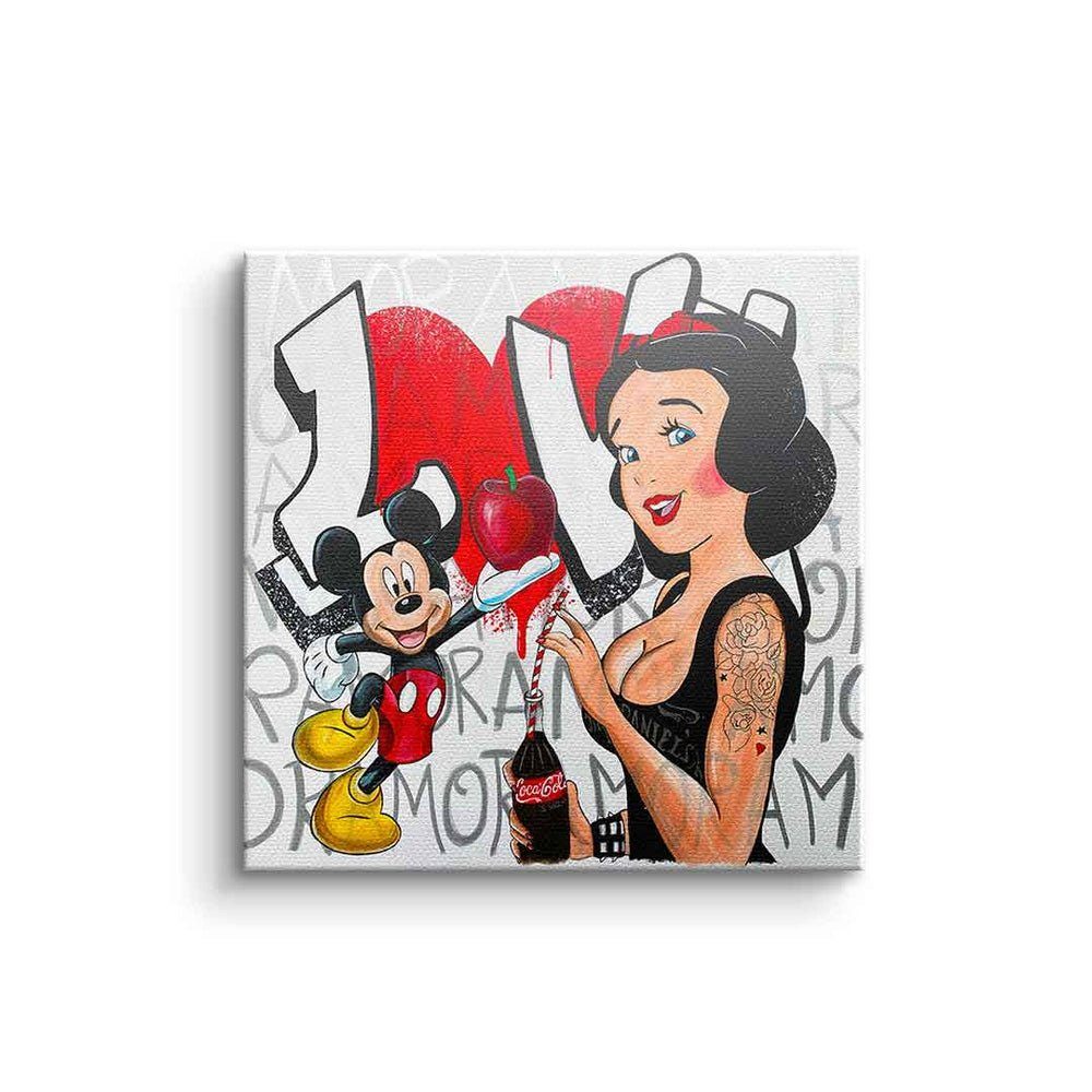 DOTCOMCANVAS® Leinwandbild, Leinwandbild Red Sec Rahmen Mickey silberner Micky Apple by Maus Mouse Sabrina designed