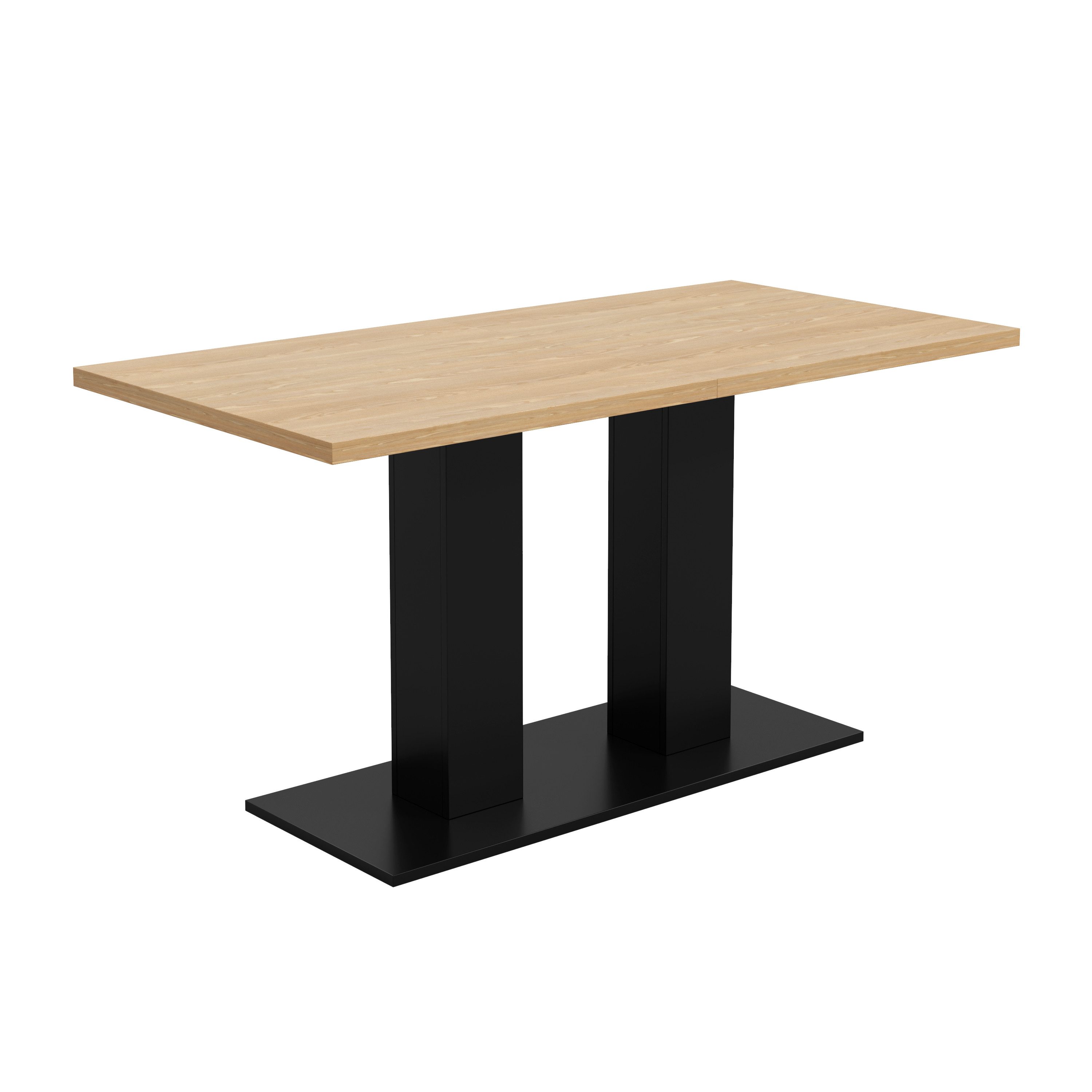 Flieks Esstisch (Länge 140-180/T70/H75 cm, Tischplattenstärke 3cm, 1-St., 1 Tisch), ausziehbarer Küchentisch rechteckig Bürotisch Holzptik Natur&Schwarz