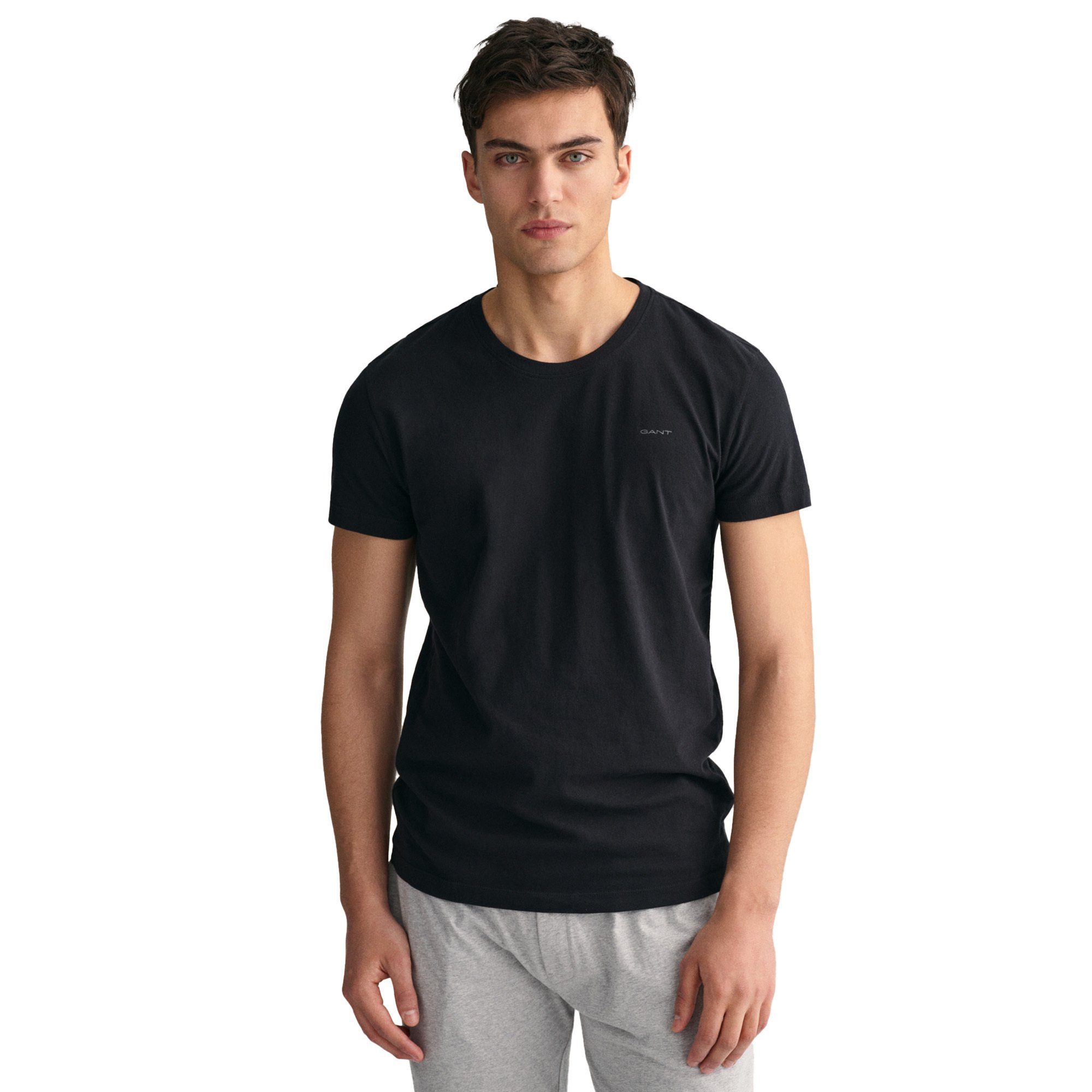 2-PACK Schwarz T-SHIRT - Herren T-Shirt, Pack C-NECK 2er T-Shirt Gant