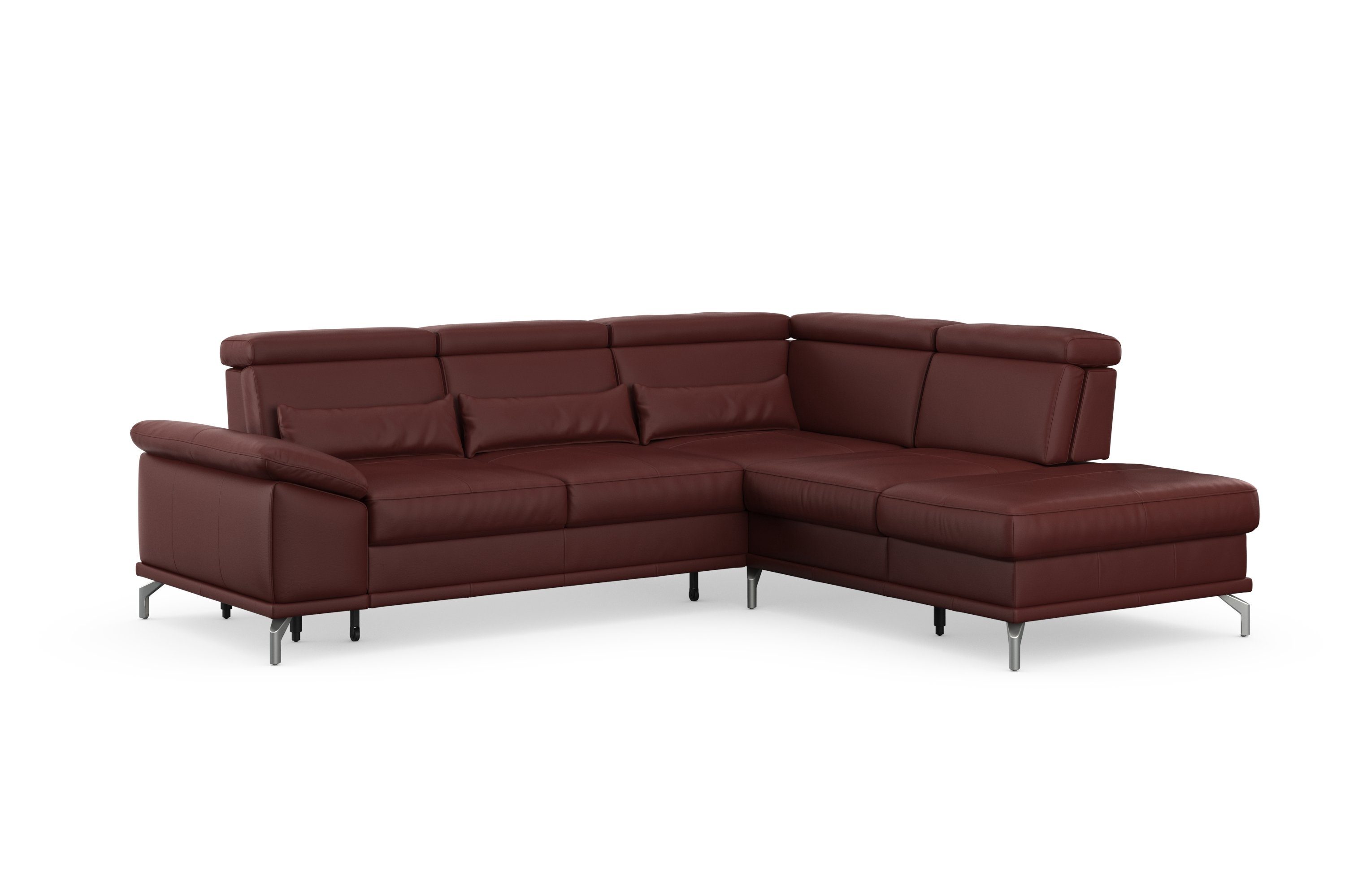sit&more Ecksofa Cabrio L-Form, B: 274 cm, mit Sitztiefen-, Arm- & Kopfteilverstellung, 3 Nierenkissen, Federkern, optional Bettfunktion und Stauraum