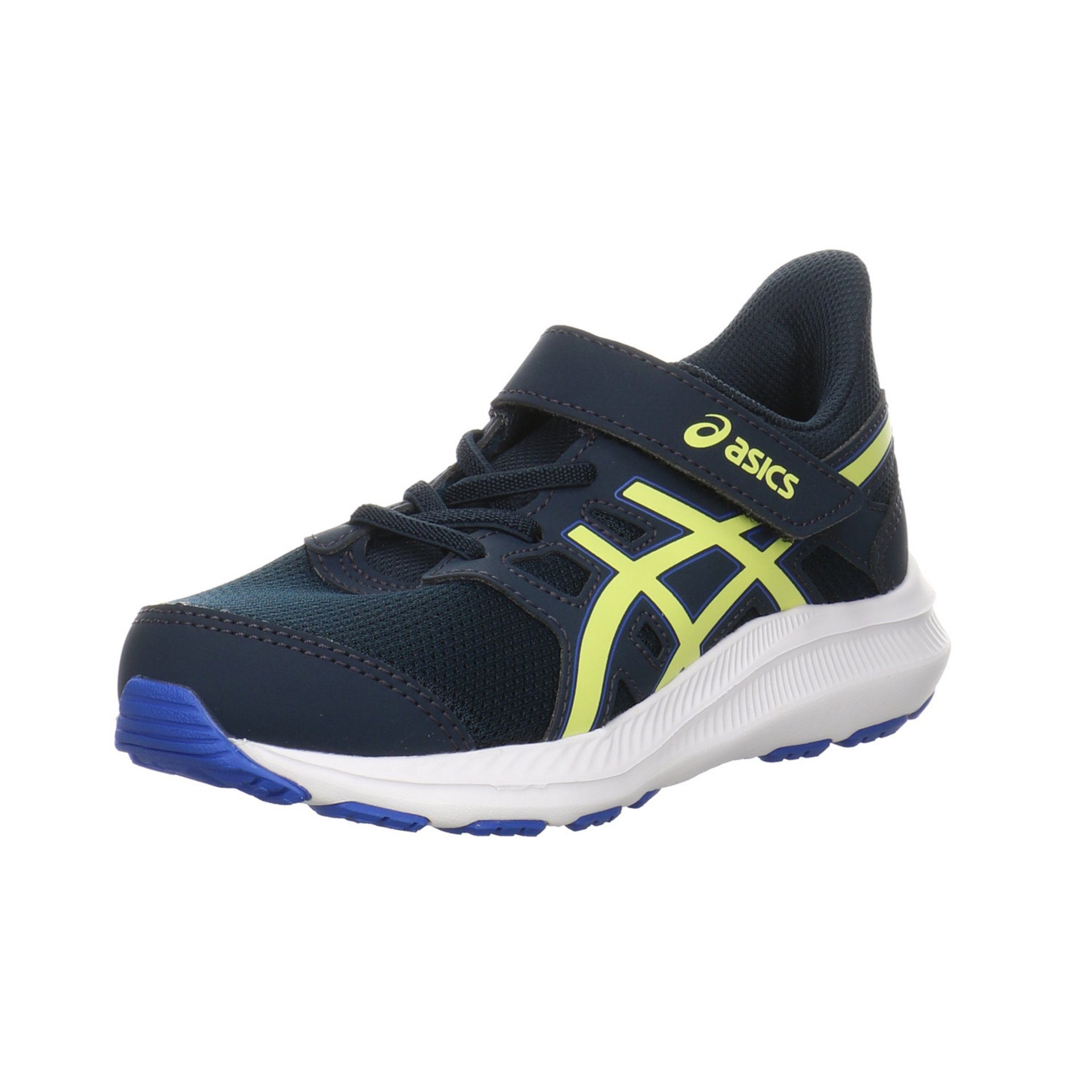 Sportschuh Asics BLUE/GLOW Synthetikkombination FRENCH Schuhe Sneaker Sneaker YEL PS 4 Mädchen Jolt