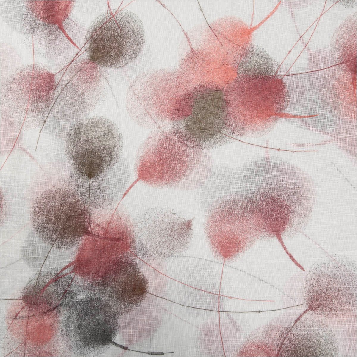 SCHÖNER LEBEN. Stoff Gardinenstoff Voile Leinenstruktur Blätter weiß rot 150cm Breite, pflegeleicht