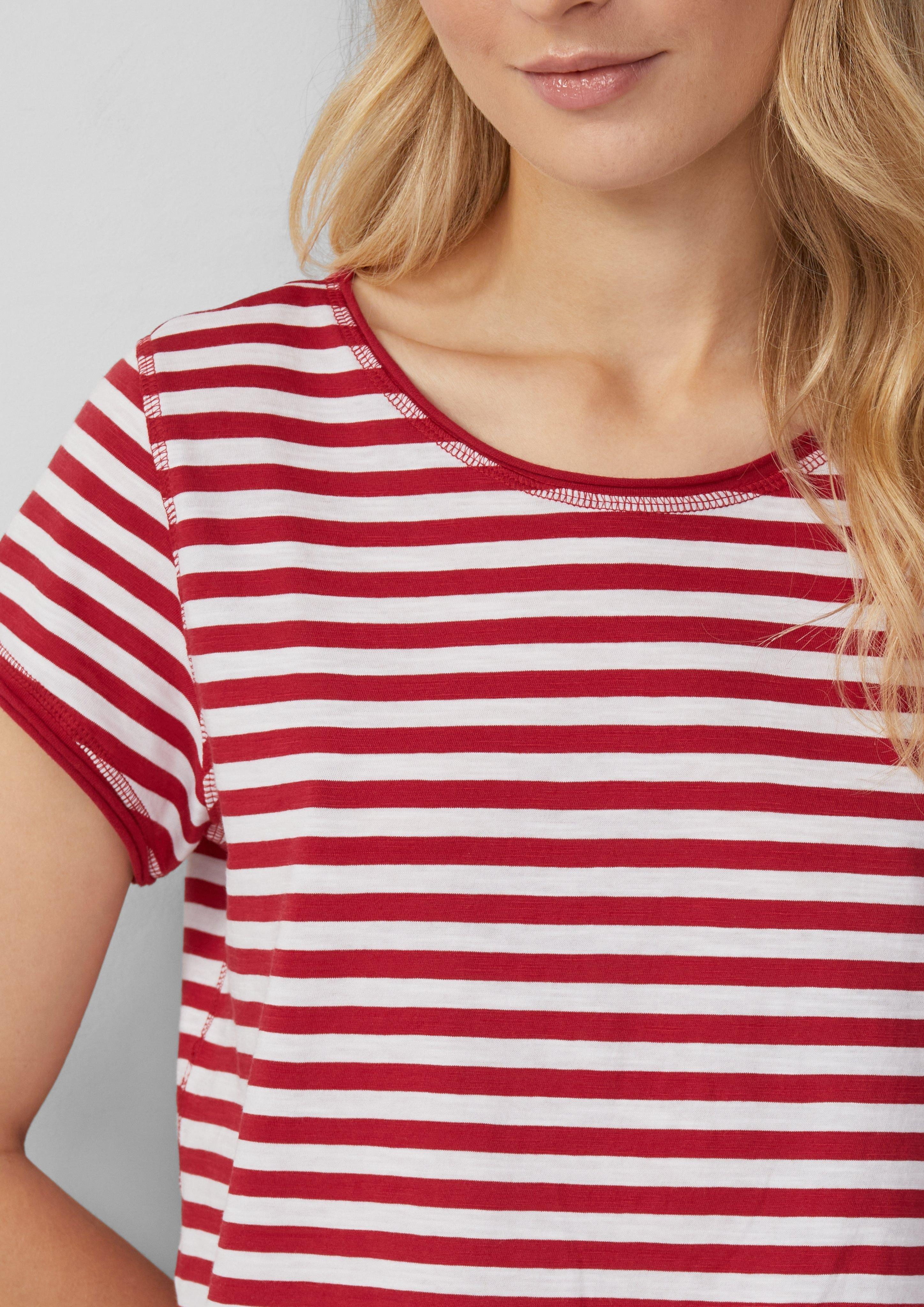 s.Oliver Kurzarmshirt T-Shirt mit Rollkanten und günstig online kaufen