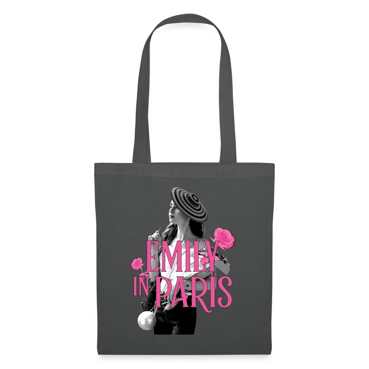 Spreadshirt Henkeltasche Emily In Paris Emily Logo Mit Rosen Stoffbeutel (1-tlg)